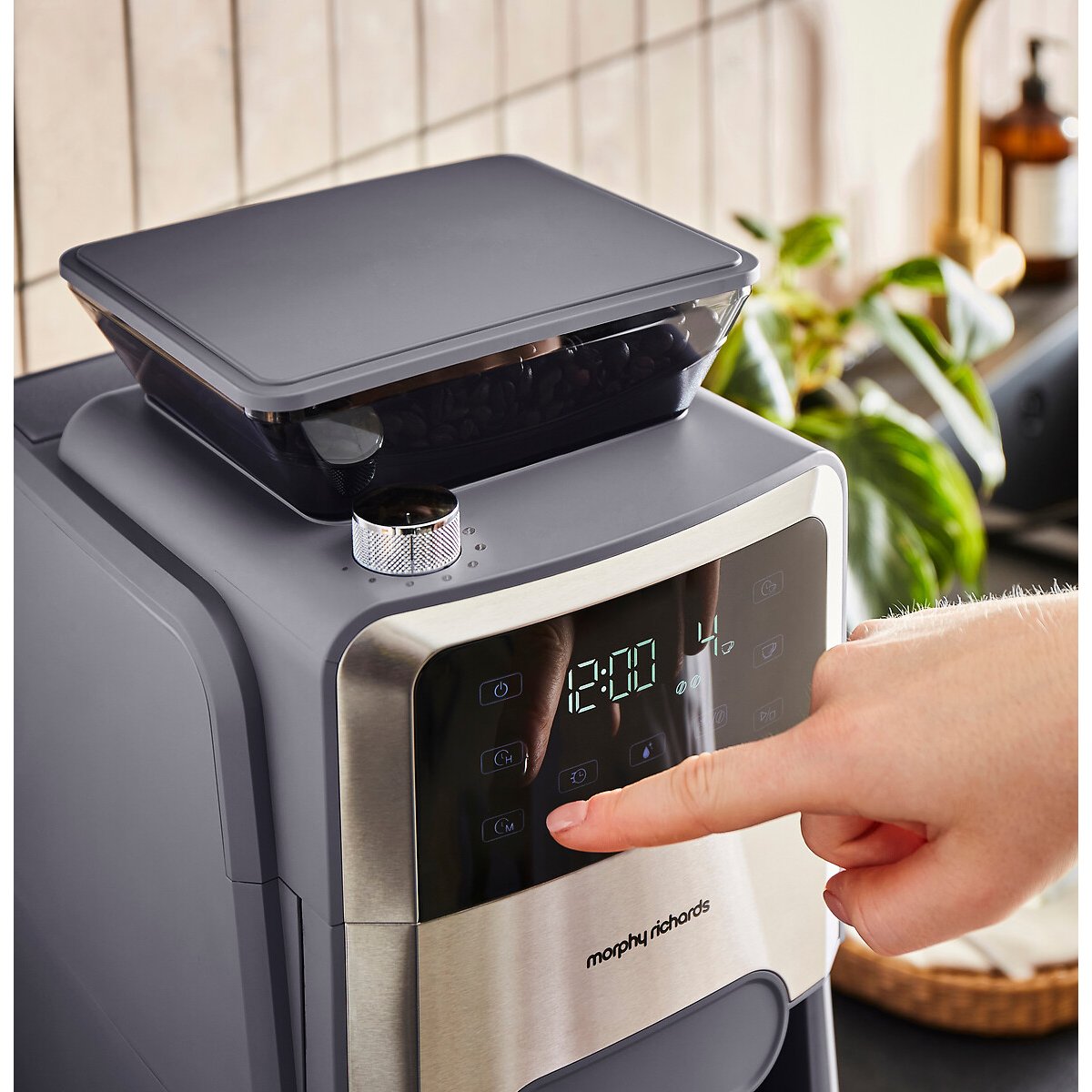 Zino Grind & Brew Automatic Filter Coffee Machine raw linen, MORPHY RICHARDS