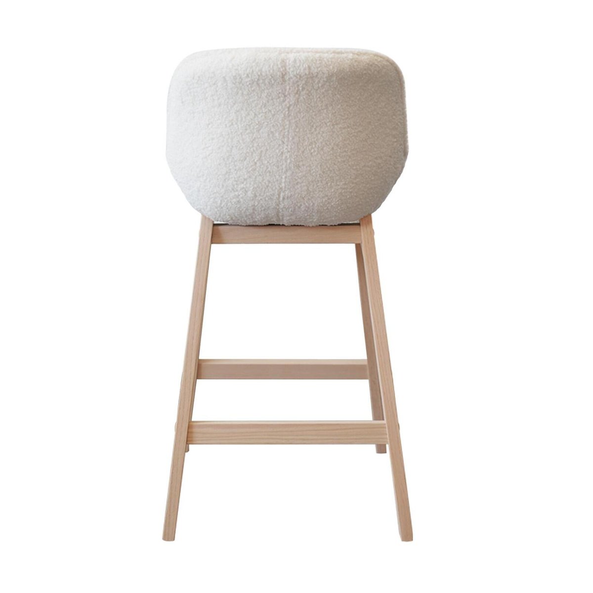 Lot de chaises d'îlot et bar en chêne et assise tissu bouclette 65cm MILK | Lot de 8 crème, MOB IN