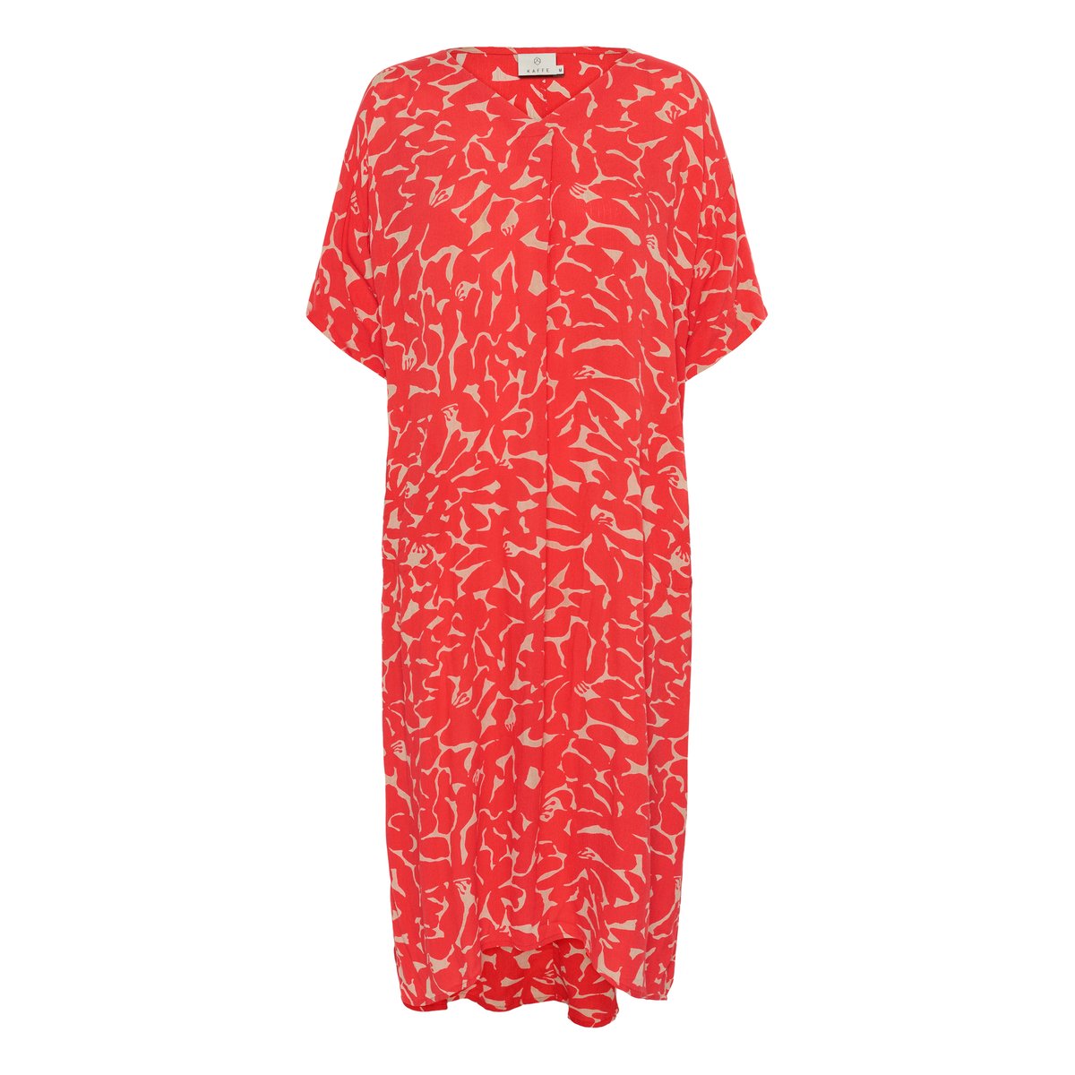 Dress beige nature/rouge flower print, KAFFE