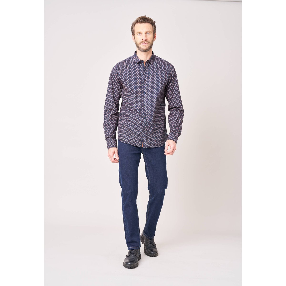 Chemise régular homme en 100% coton SILAS navy, DEELUXE