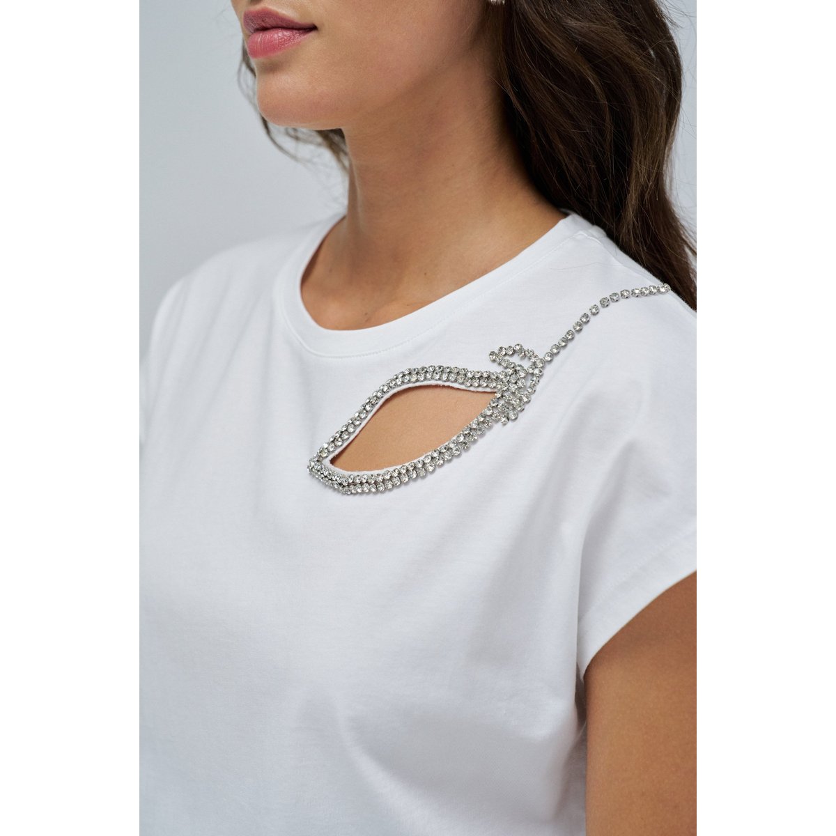 T-SHIRT AVEC DÉCOUPE SUR LA POITRINE blanc, SALSA JEANS