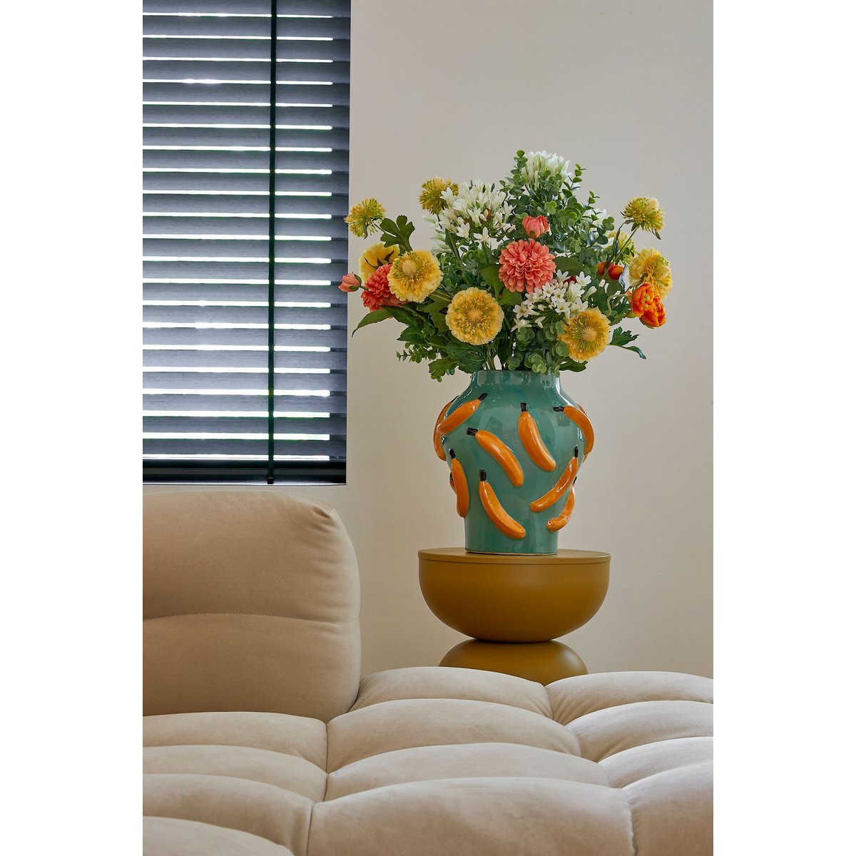 Vase avec motifs de bananes MOZA vert, MICA DECORATIONS