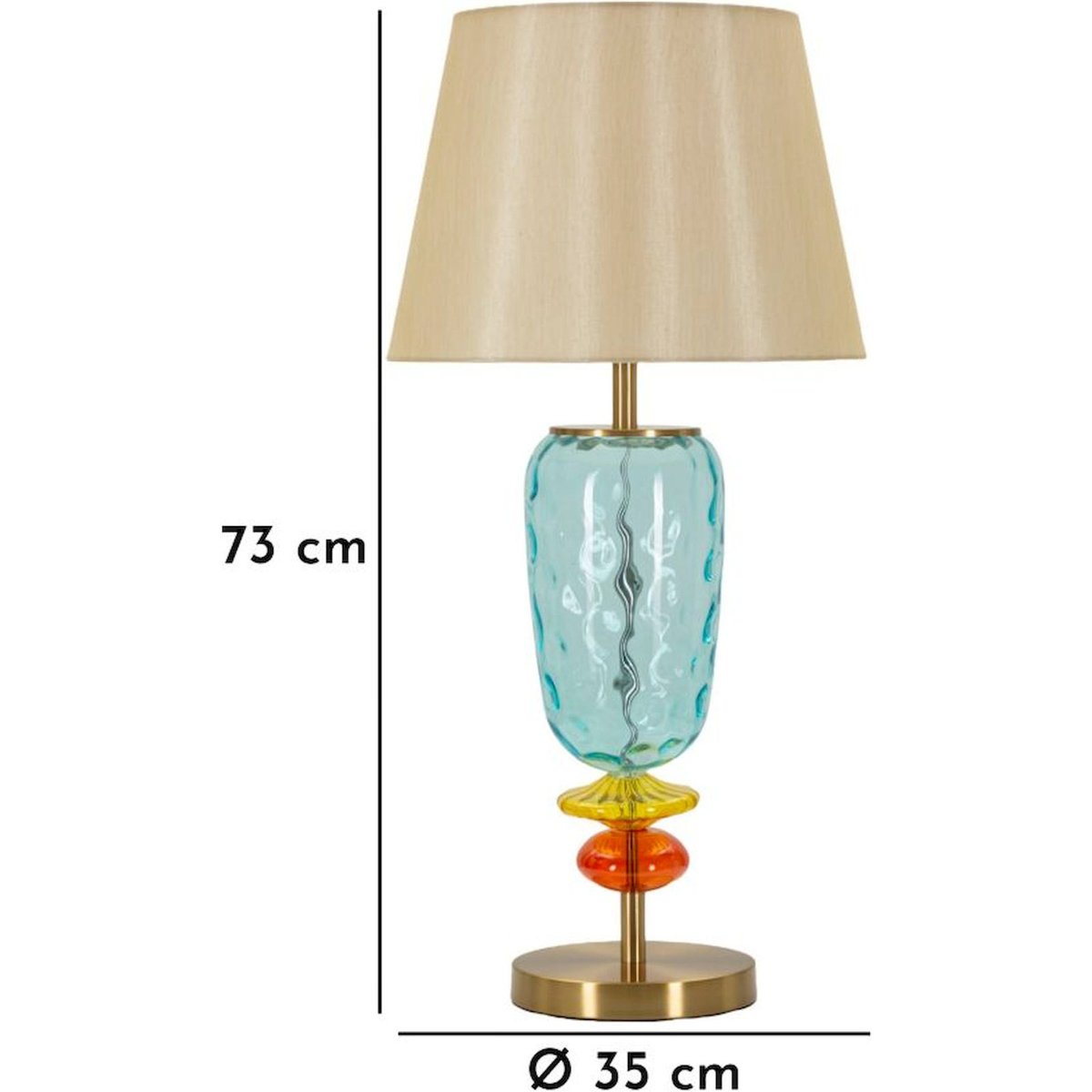 Lampe à poser verre soufflé abat-jour tissu GLAM multicolore, RECOLLECTION