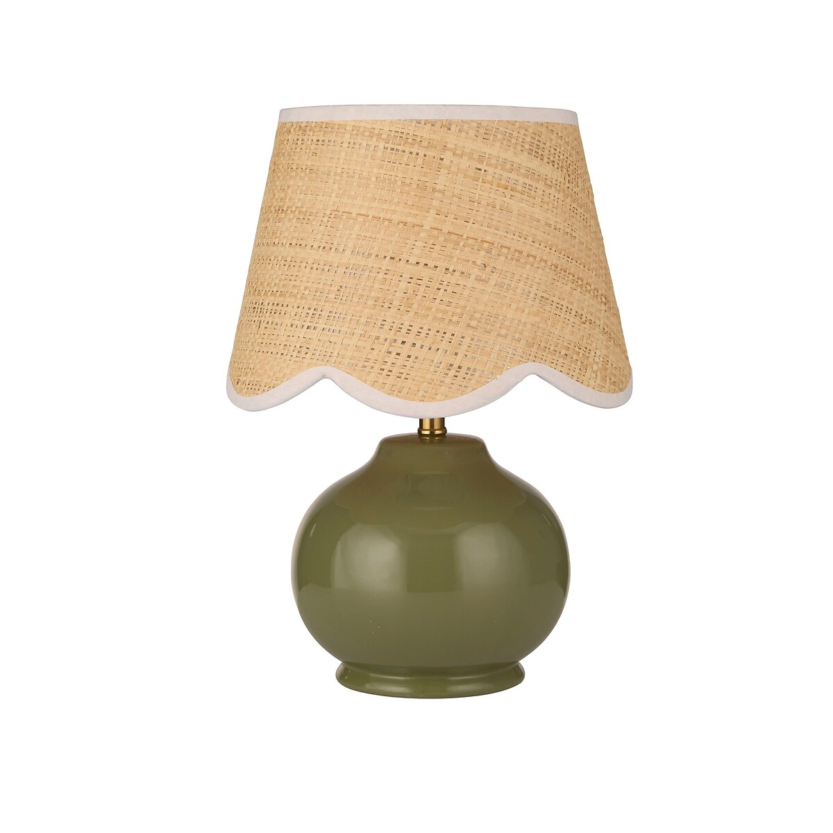 Lenny Ceramic Table Lamp with Scallop Cane Shade sage green, SO'HOME