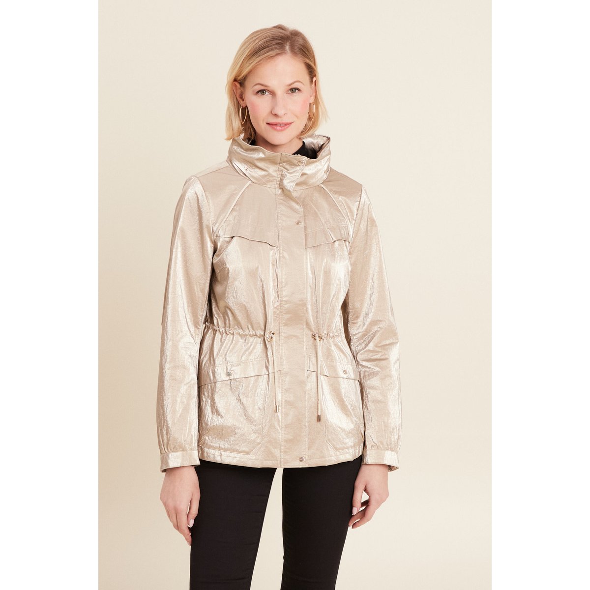 Parka courte métallisée beige, BREAL
