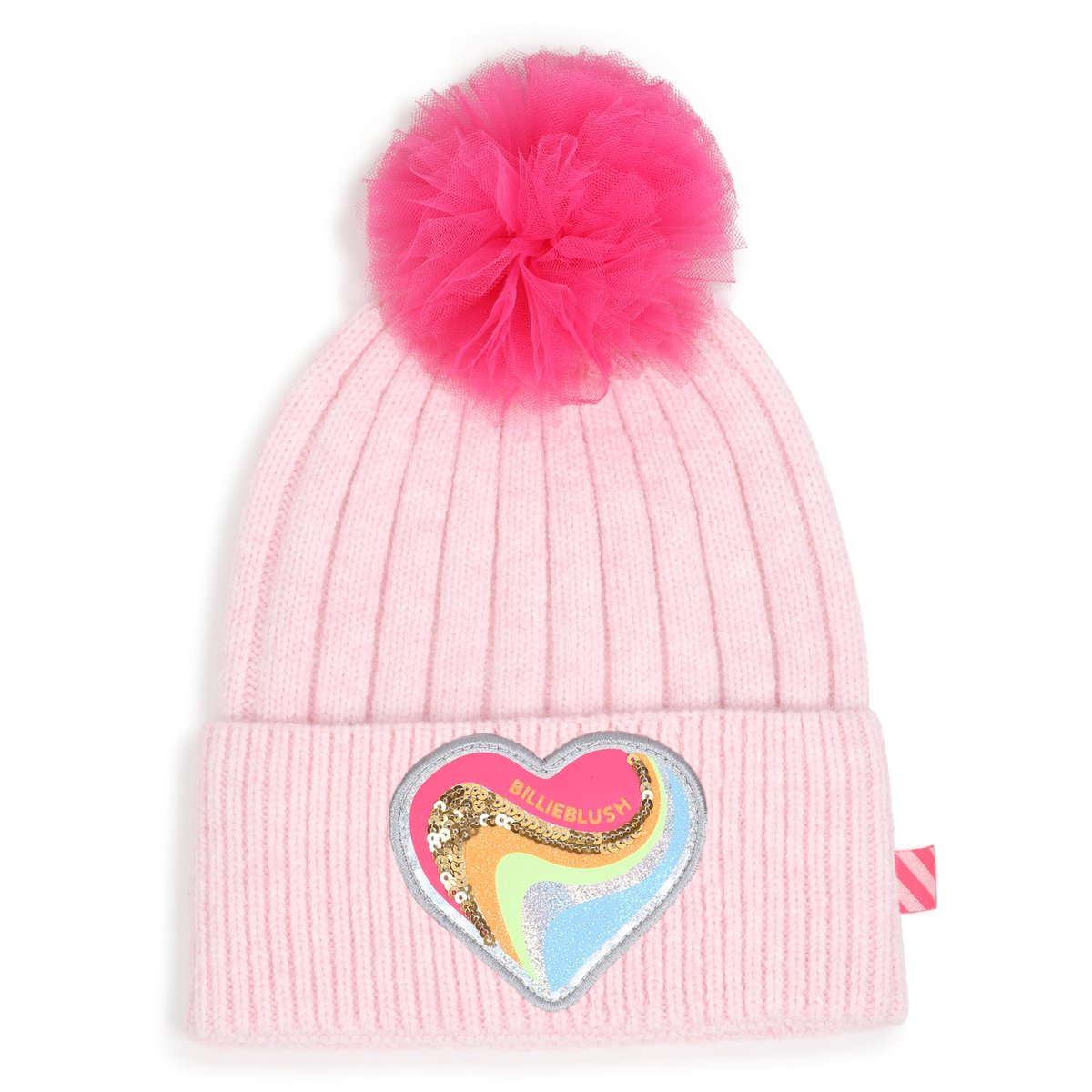 Bonnet à pompon en tulle rosee, BILLIEBLUSH