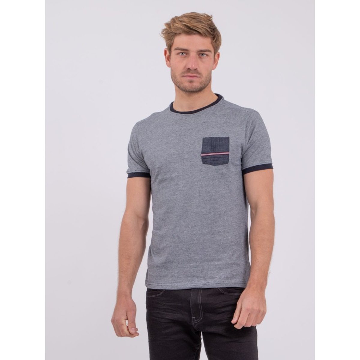 T-shirt Col Rond Pur Coton Nabastil bleu marine, RITCHIE
