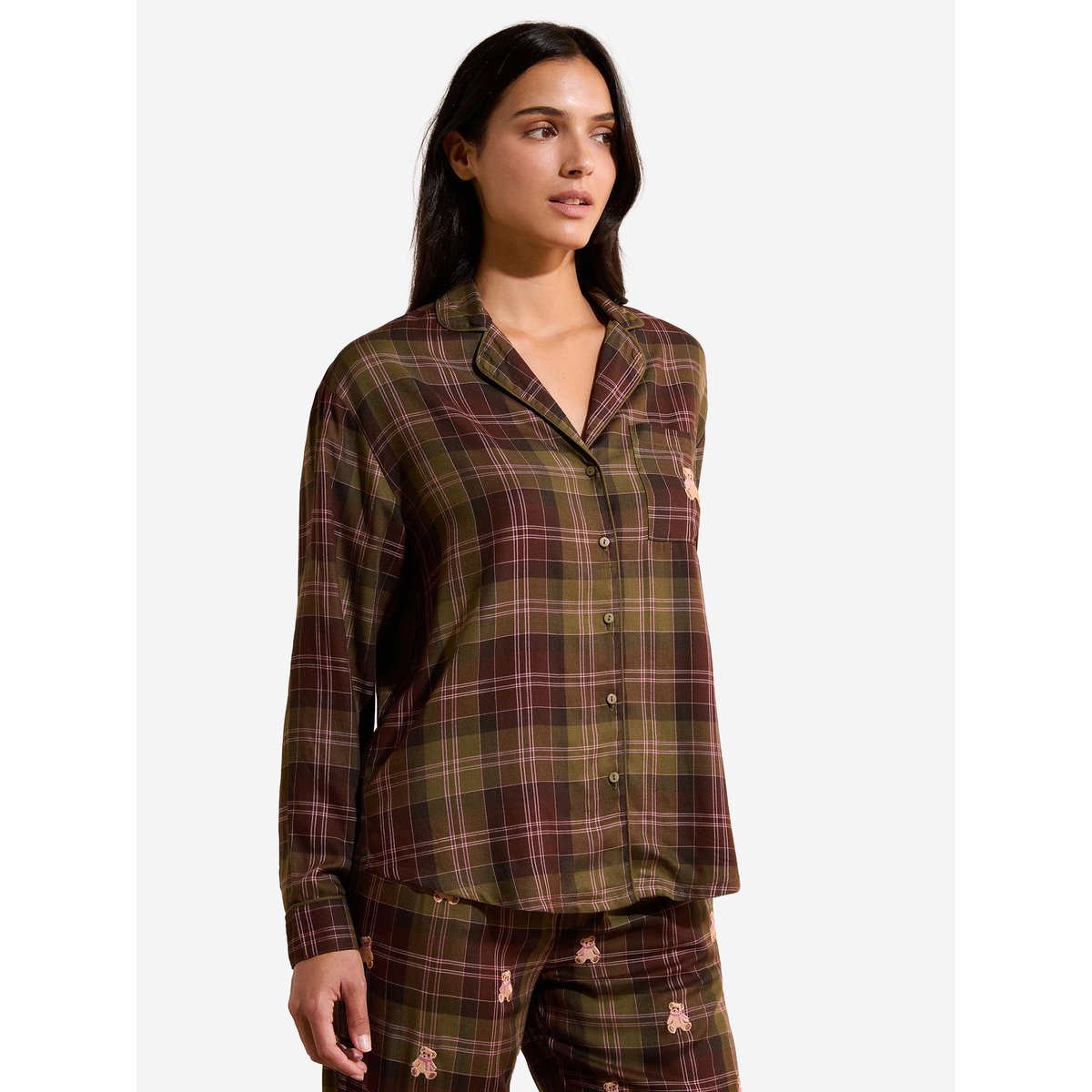 Chemise de pyjama à carreaux HYPSOS vert, ETAM