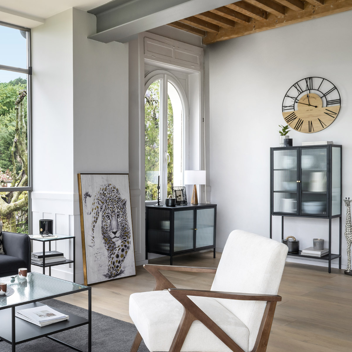 Lampe bois de pin AINA blanc, ATMOSPHERA