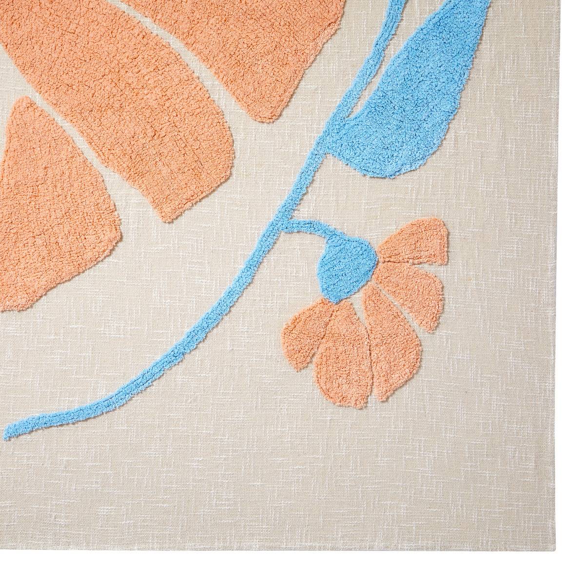 Dessus de lit 260x240xcm motif tufté coton FLEURS SAUVAGES blanc chaud, ATMOSPHERA