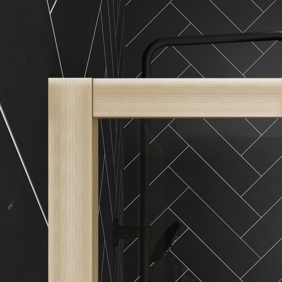 Paroi de douche à l’italienne avec volet pivotant en verre trempé 5 mm doré, HOME MAISON