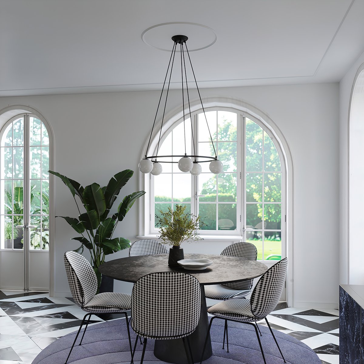 Lustre Acier Noir G9 3 Yoli noir, EDEN