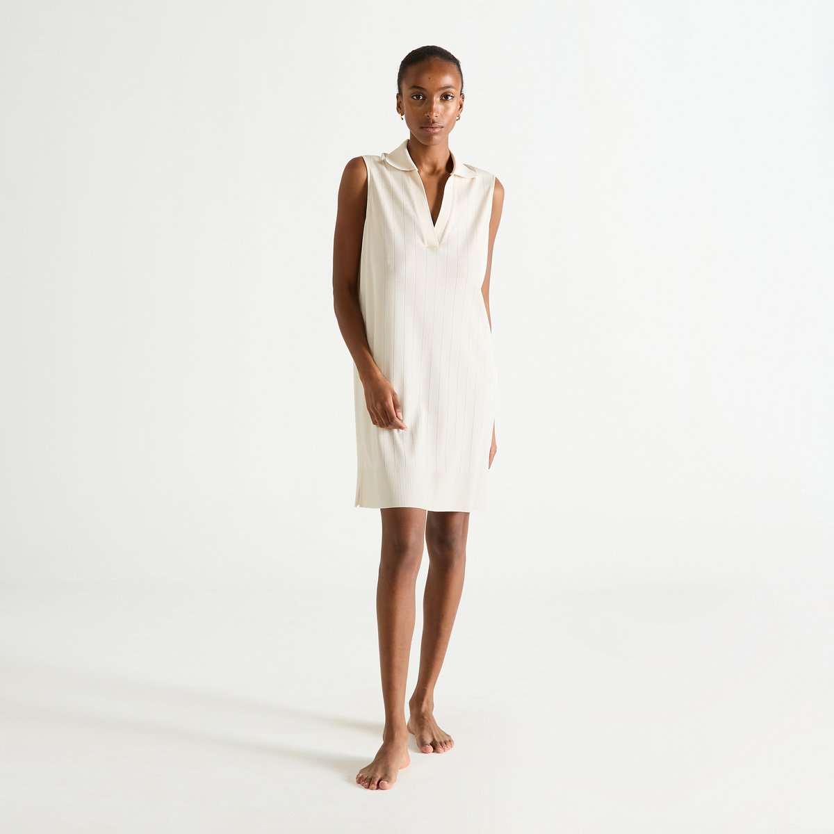 Robe courte col polo en tricot ÉNORA sable, LAURENCE TAVERNIER