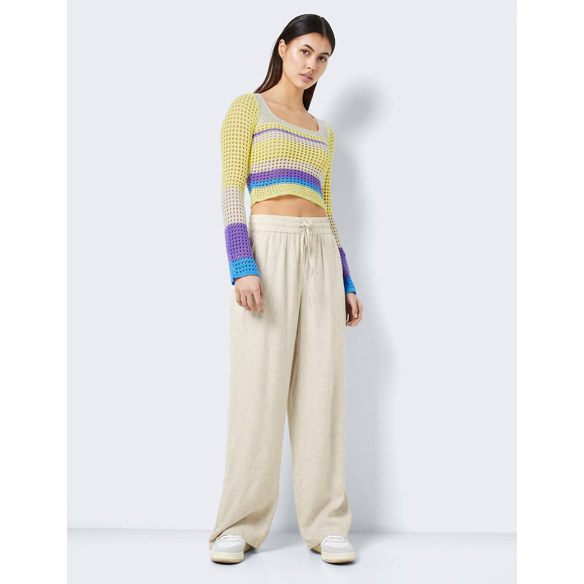 Pantalon large, taille standard beige clair, NOISY MAY