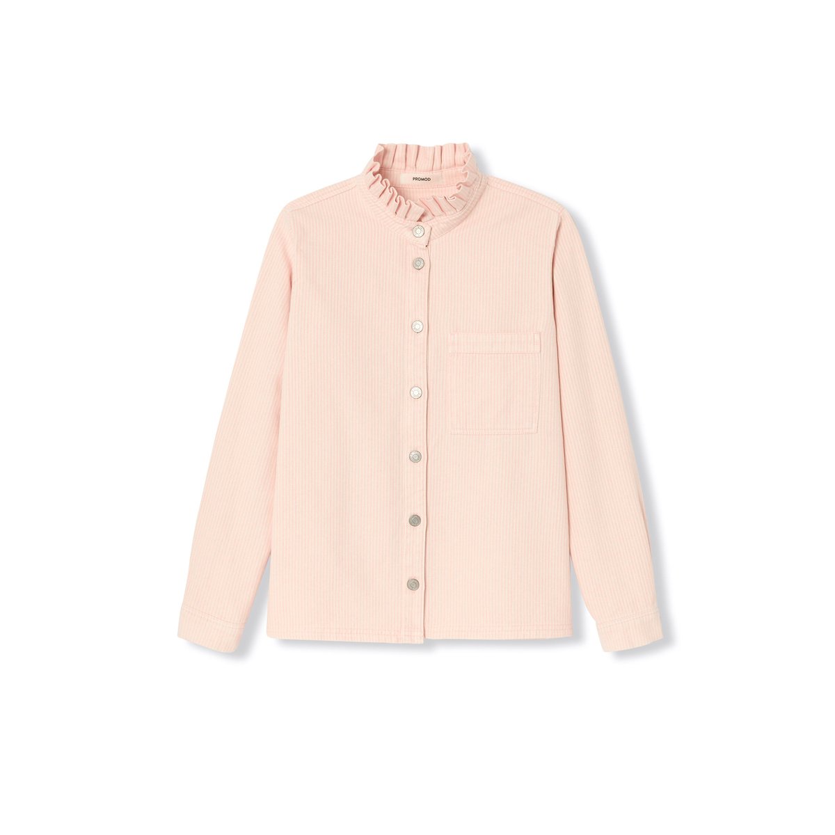 Surchemise à col frou-frou rayé rose, PROMOD