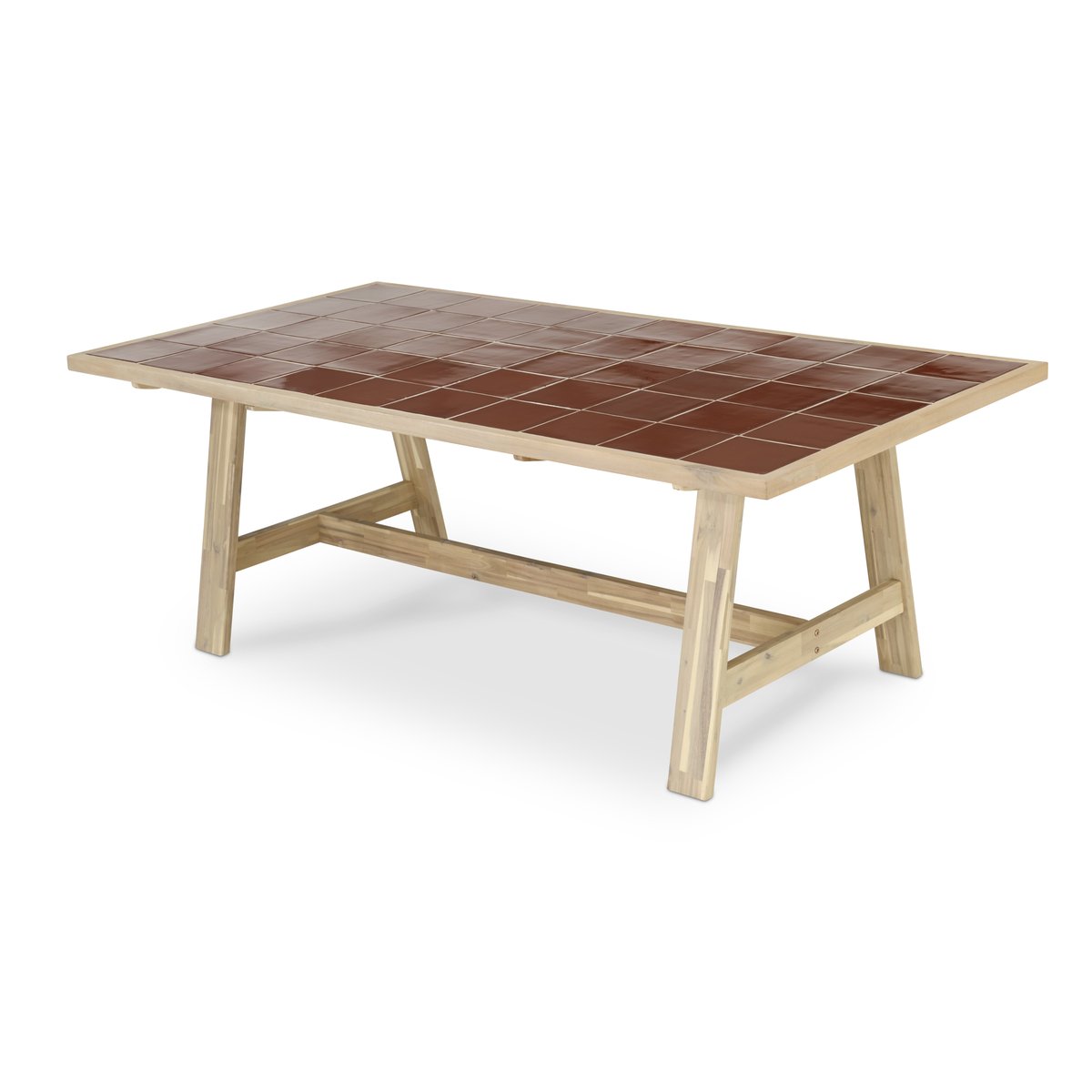 Table à manger, bois, BISBAL bois clair, plateau terre-cuite, DEFORA HOME
