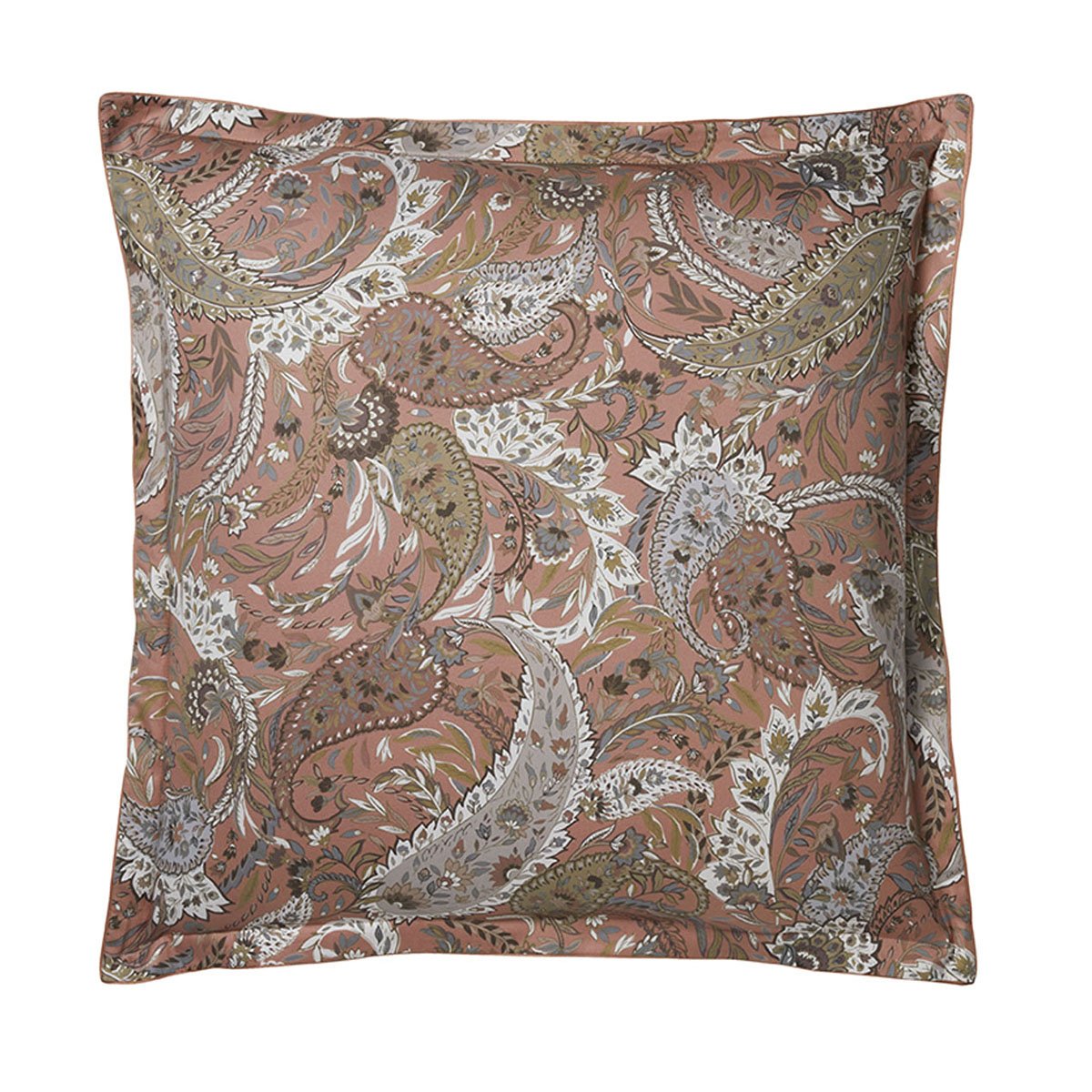 Taie d'oreiller impimée en satin de coton bio, ZADIG brun terre cuite, ALEXANDRE TURPAULT