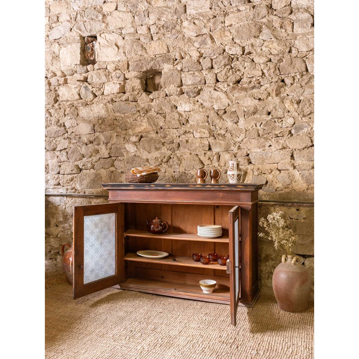 Buffet vitré en bois Gilbert N°1889 - Bon état bois foncé, DEBONGOUT