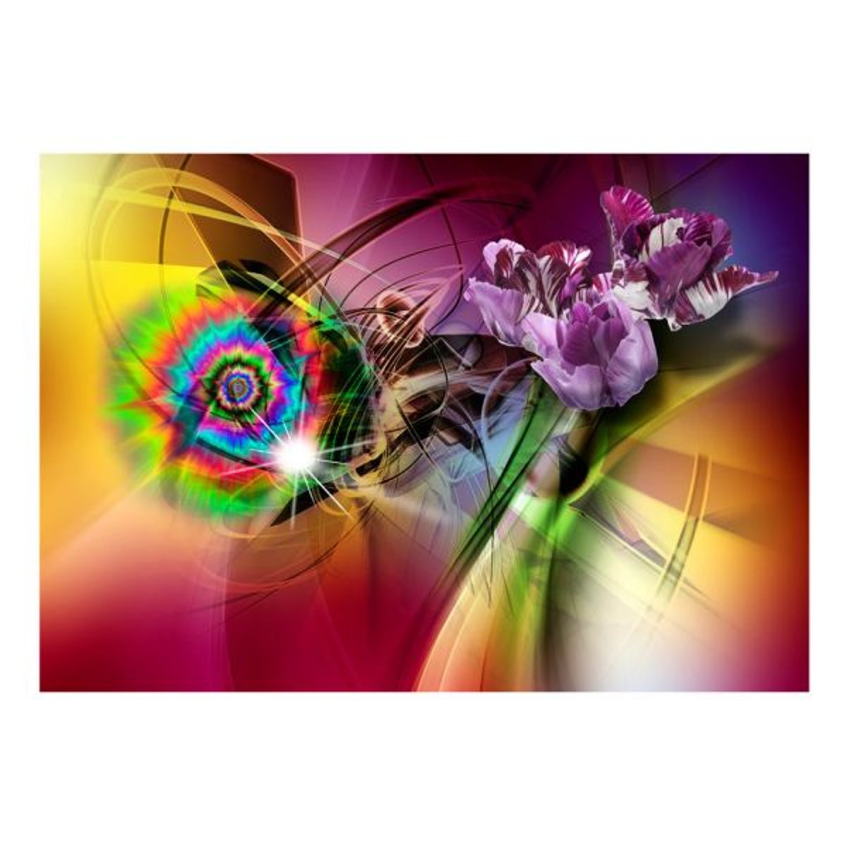Papier peint intissé panoramique Fleurs Magic Light of Colors vert, EDEN