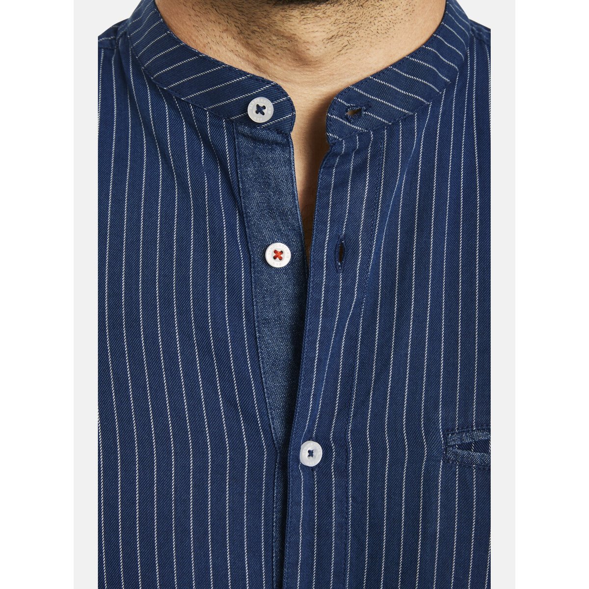 Chemise à manches courtes NALLE bleu foncé rayé, JAN VANDERSTORM