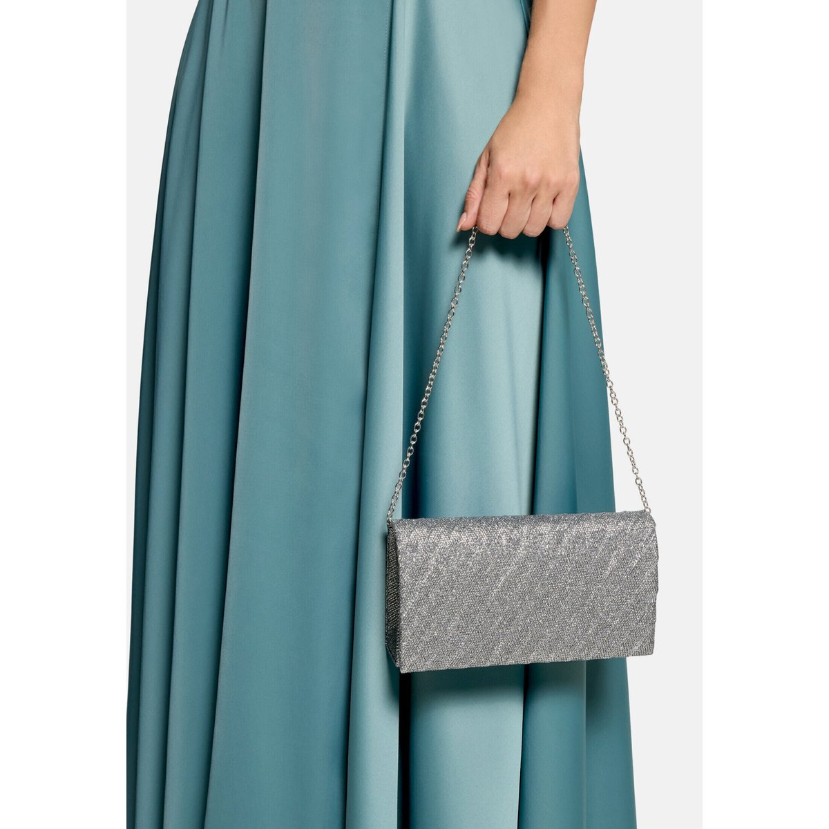 Sac façon pochette au look scintillant gris, VERA MONT