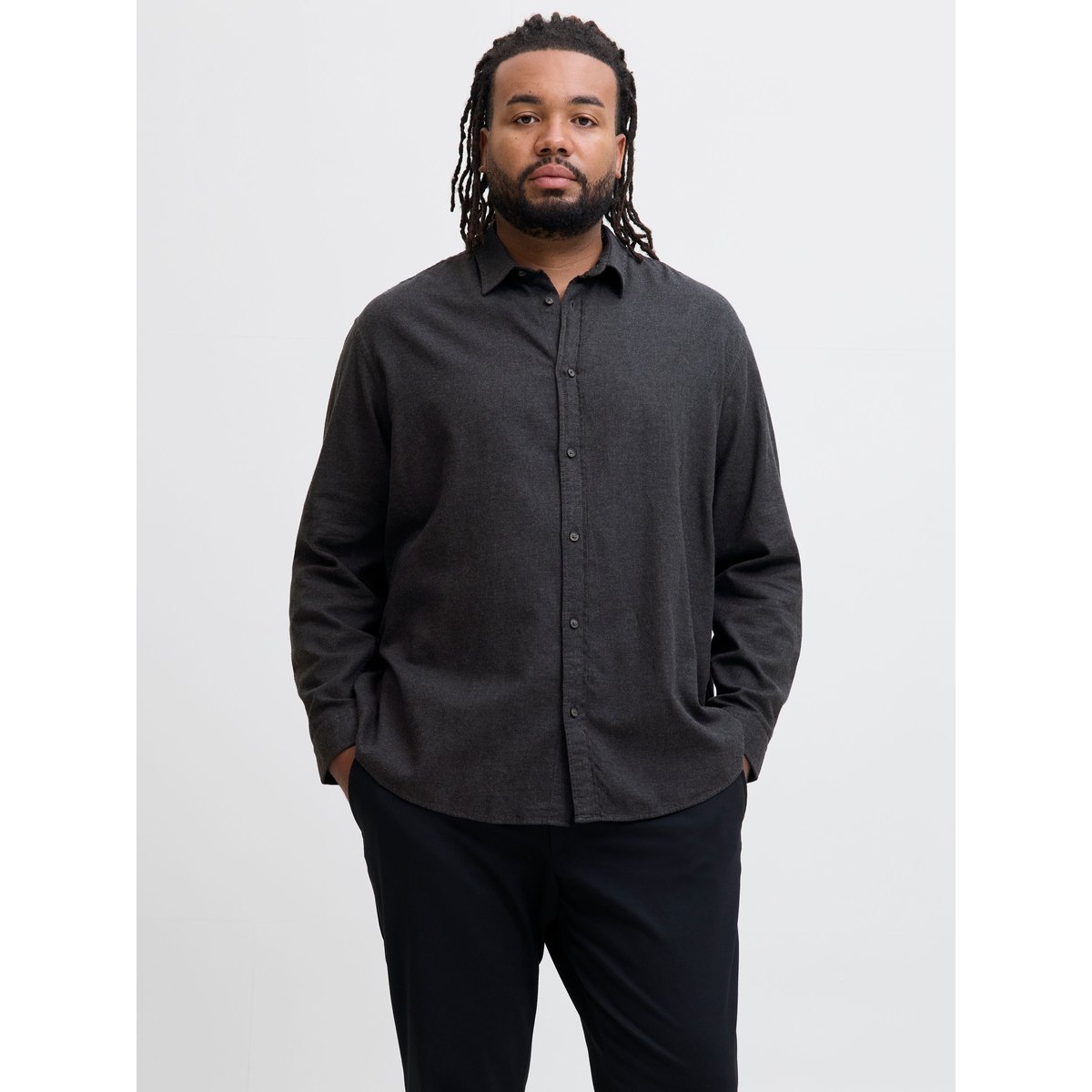 Chemise dark grey melange, JACK & JONES