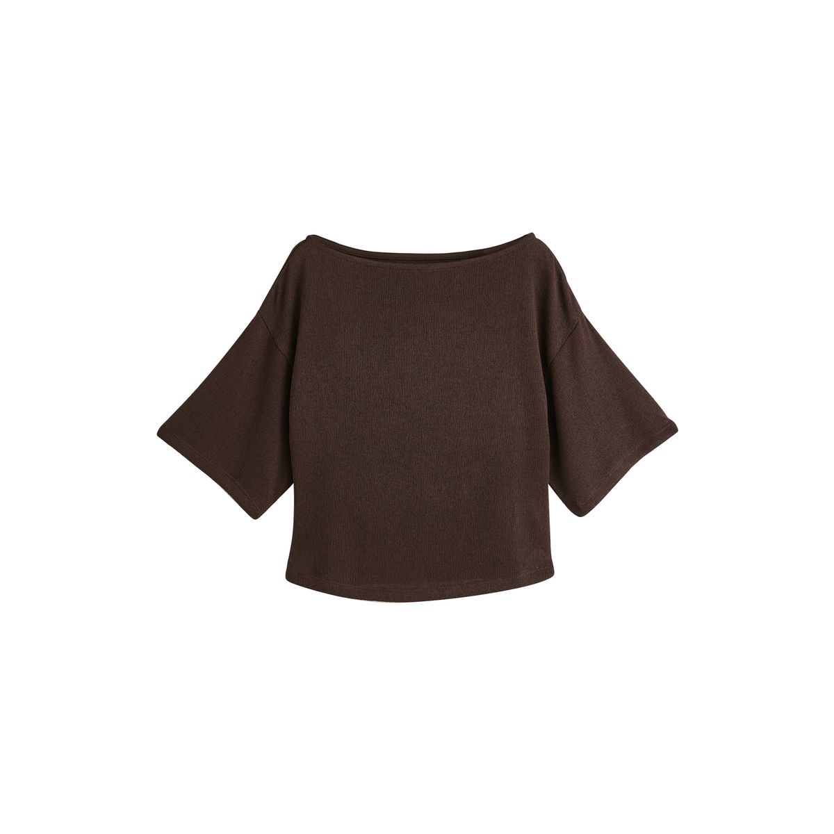 Haut en maille à manches courtes asymétriques marron chocolat, NEXT