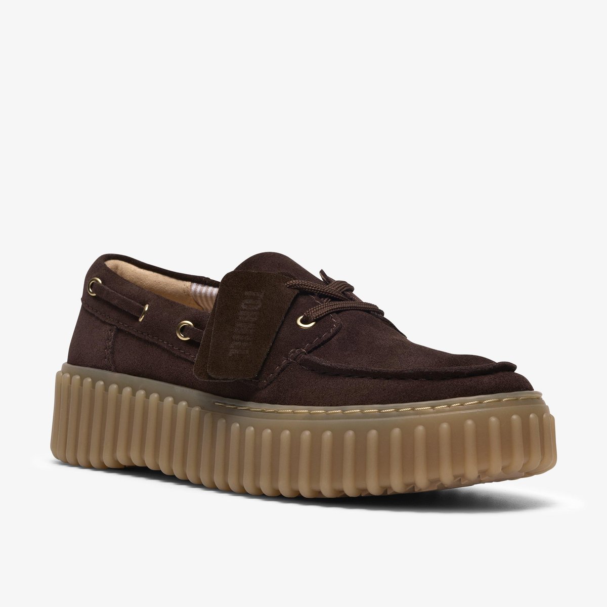 Derbies richelieus Suède TORHILL BOAT marron foncé, CLARKS