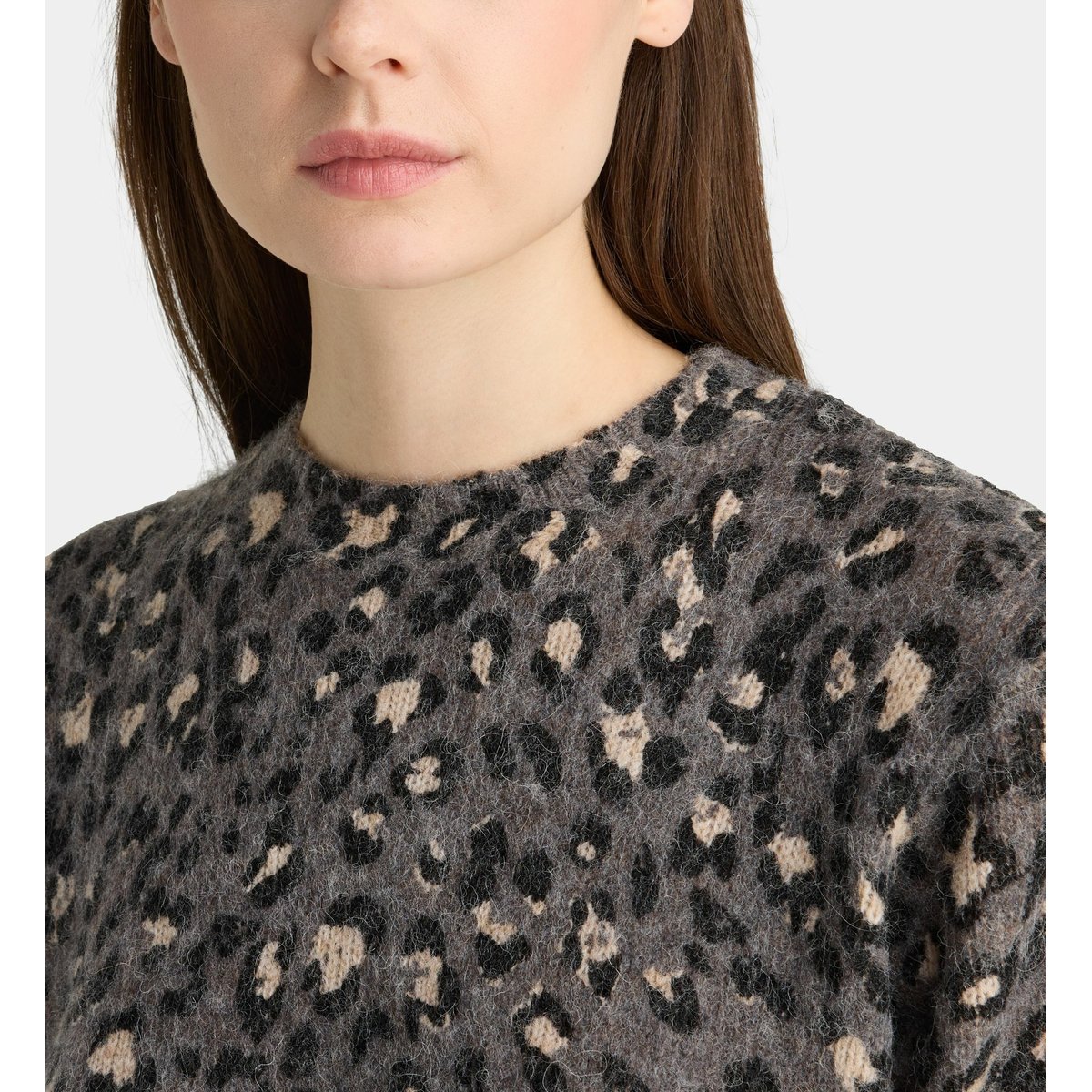 Pull droit rivage léopard noir, GALERIES LAFAYETTE