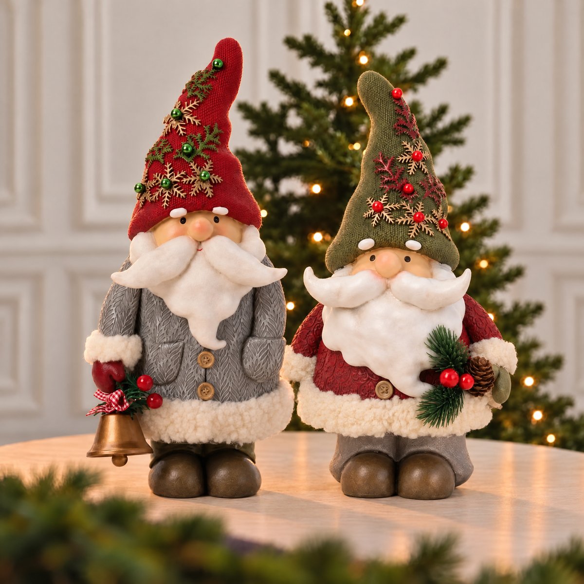 Figurine père Noël à la cloche décorative artificielle H30 NOËL rouge, SIA