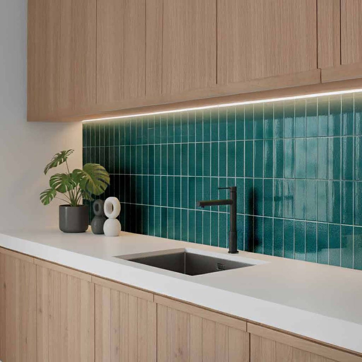 Crédence adhésive murale 3D - Effet carrelage 4 pièces couleur unique, DOUCEUR D'INTÉRIEUR