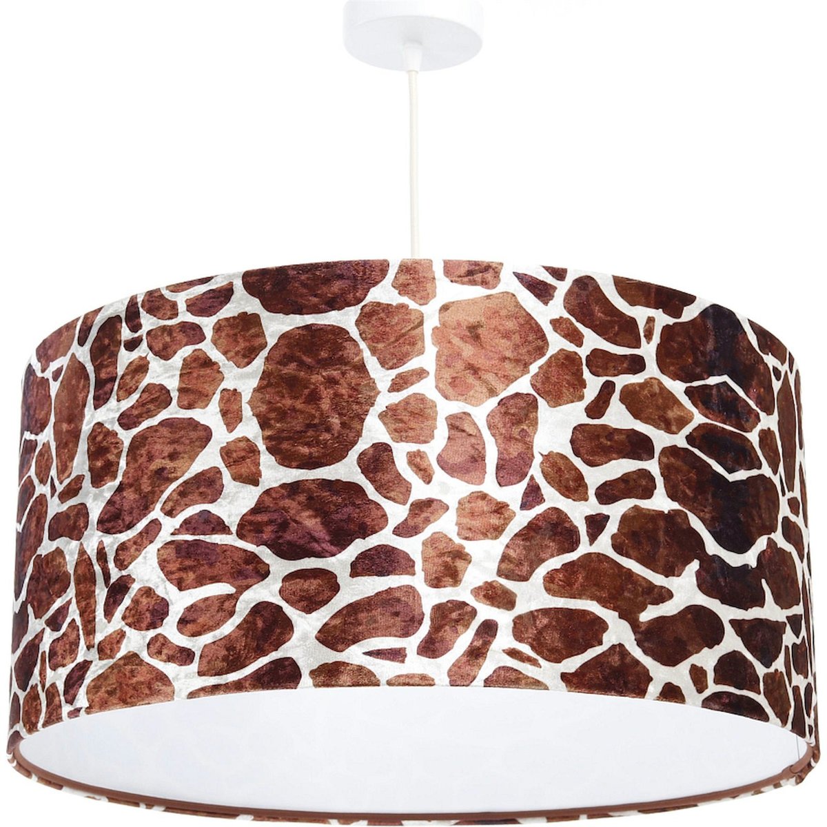 Suspension GLAMOUR abat-jour velours imprimé girafe intérieur blanc, BPS KONCEPT