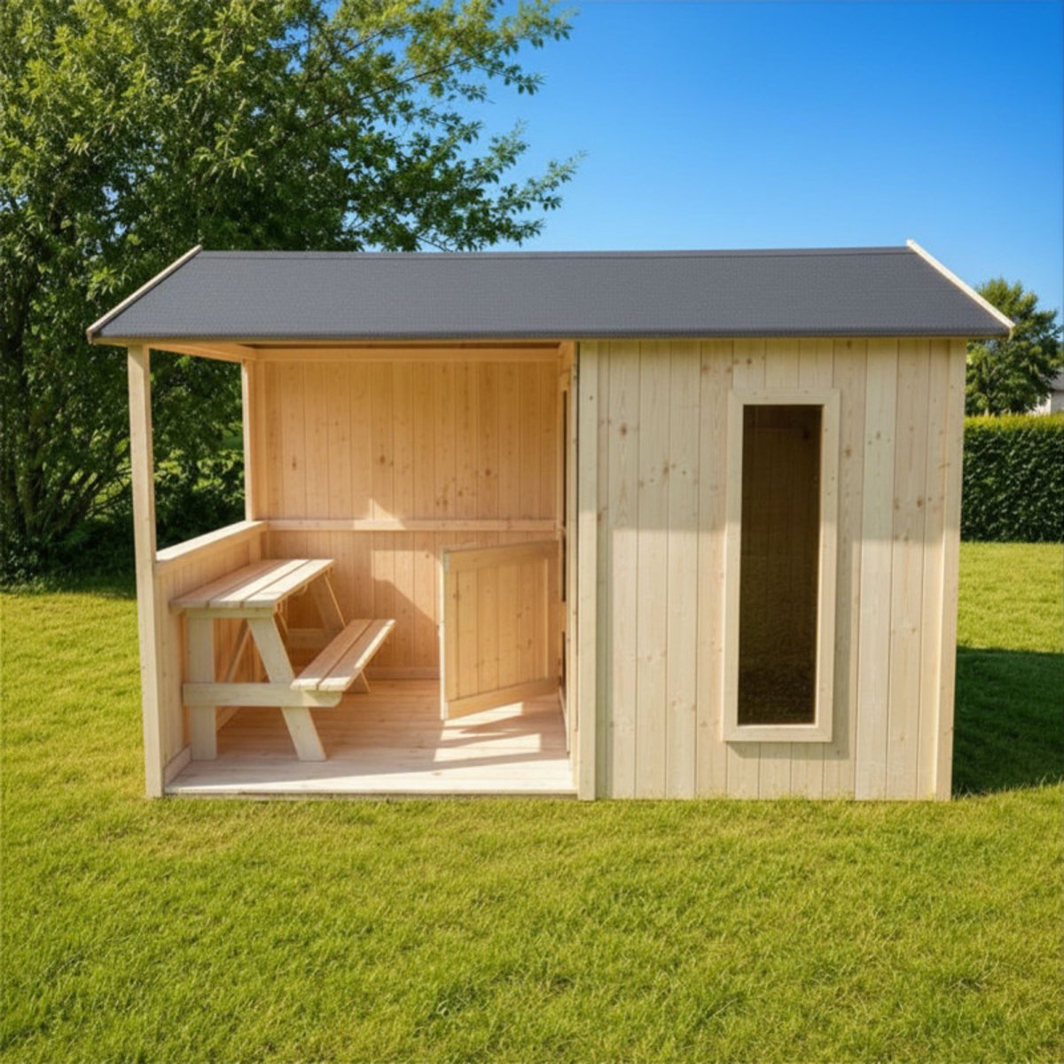 Cabane en bois enfant avec table JAZZ beige, SOULET