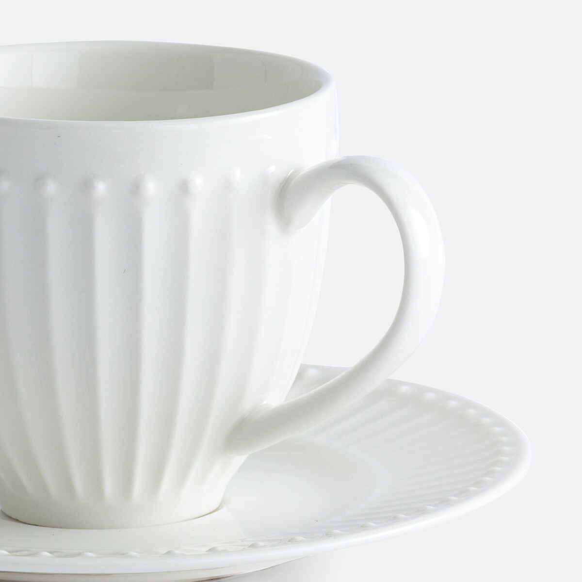 Lot de 6 tasses à thé et sous-tasses, Jewely blanc, LA REDOUTE INTERIEURS