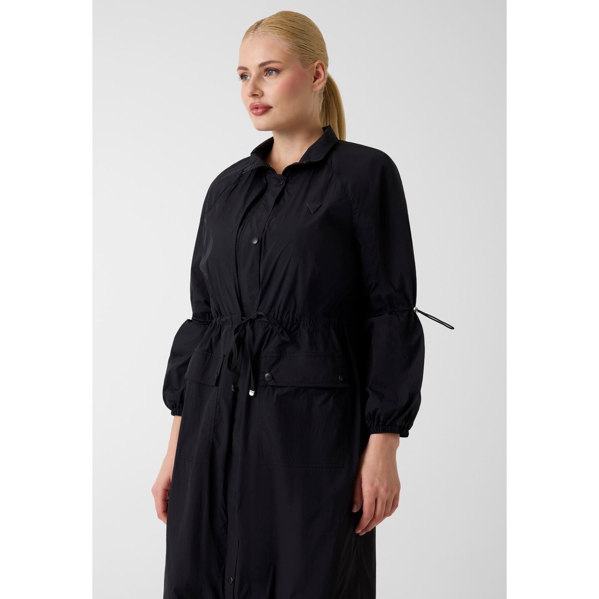 Trench Maxi En Nylon noir, GUESS