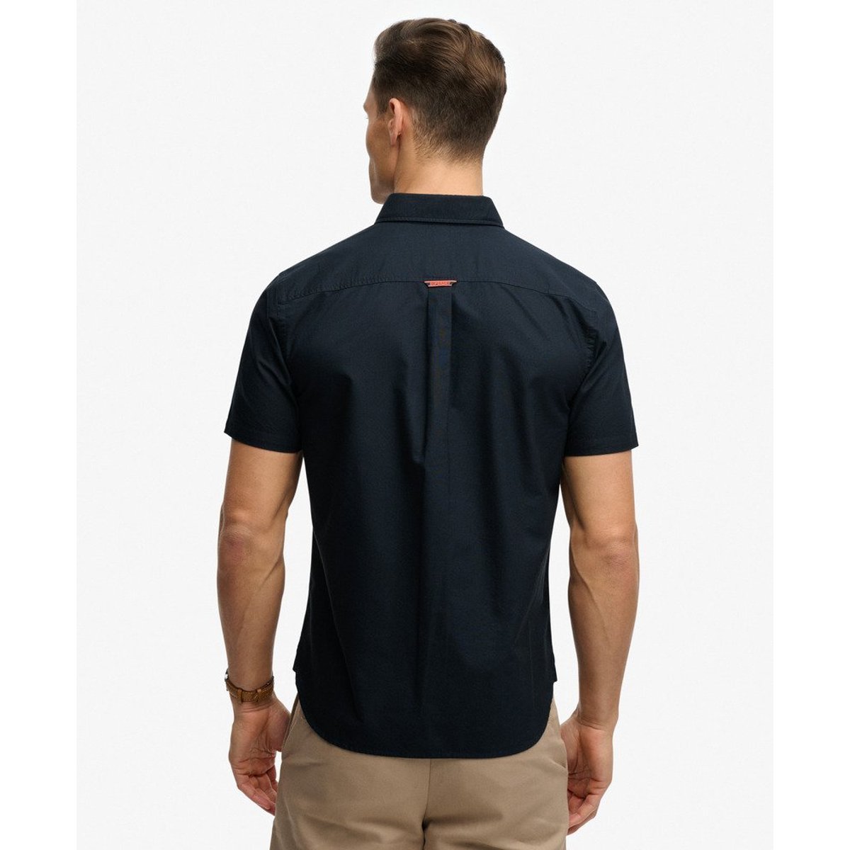 Chemise Oxford Manches Courtes Essentials bleu marine éclipse, SUPERDRY
