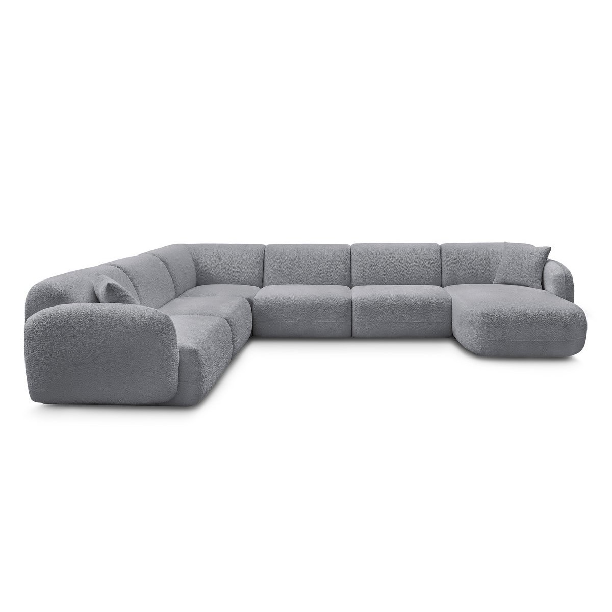 Canapé modulable 6 places en tissu chenille, ANDA gris, BOBOCHIC