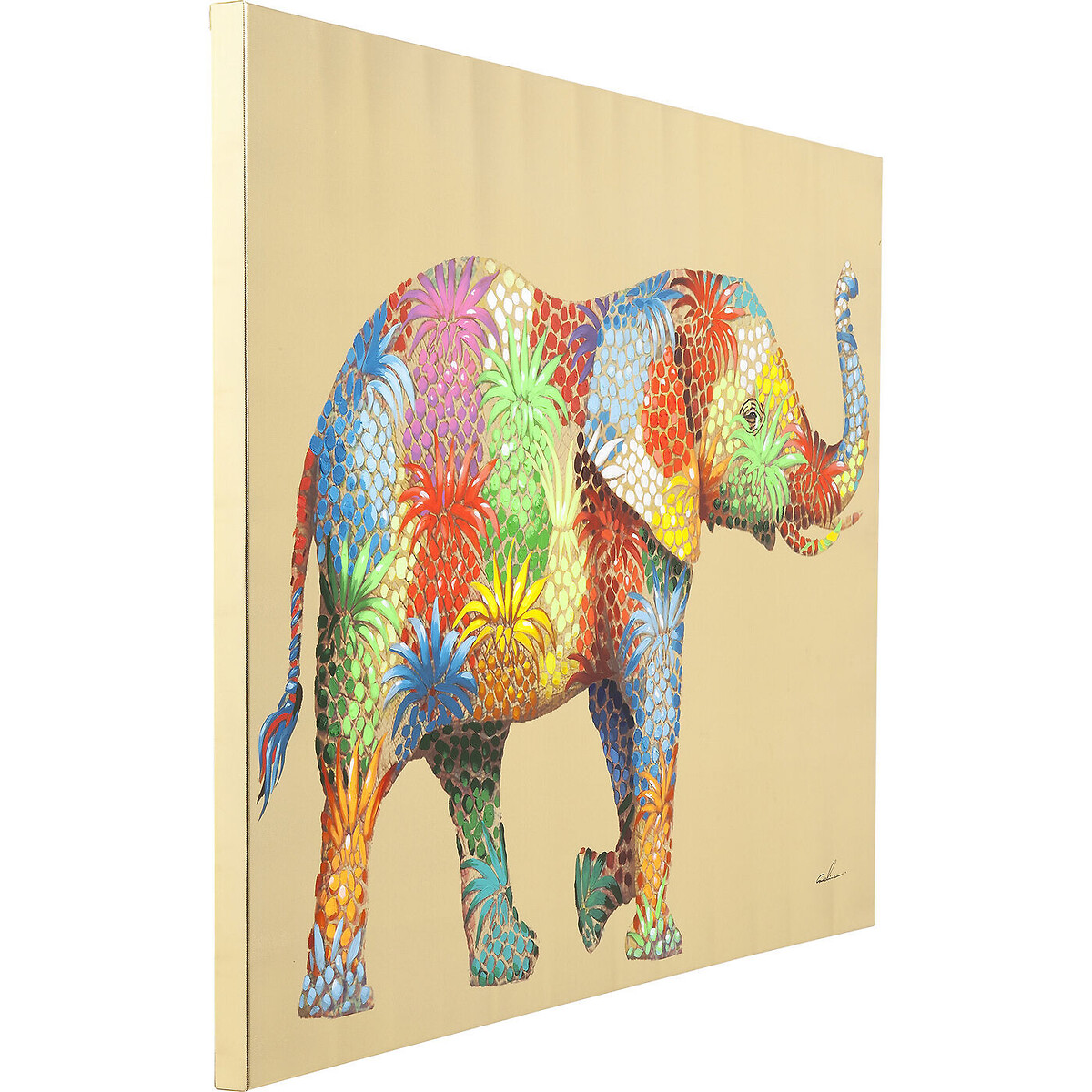 Tableau sur toile Flower Elefant 50x40cm multicolore, KARE DESIGN