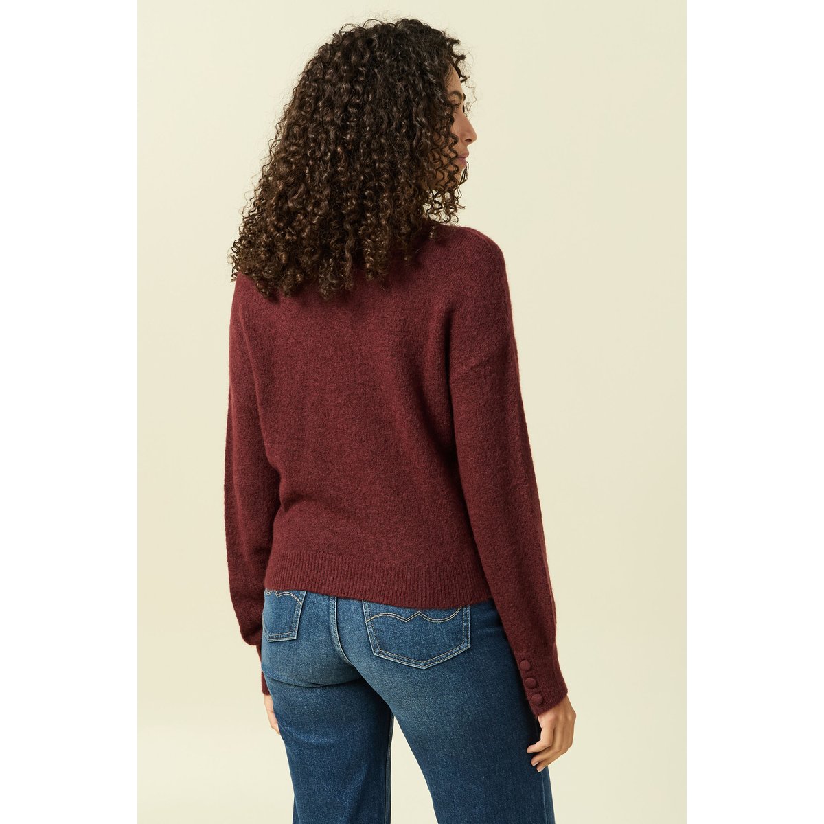 Pull col montant manches longues bordeaux, BONOBO