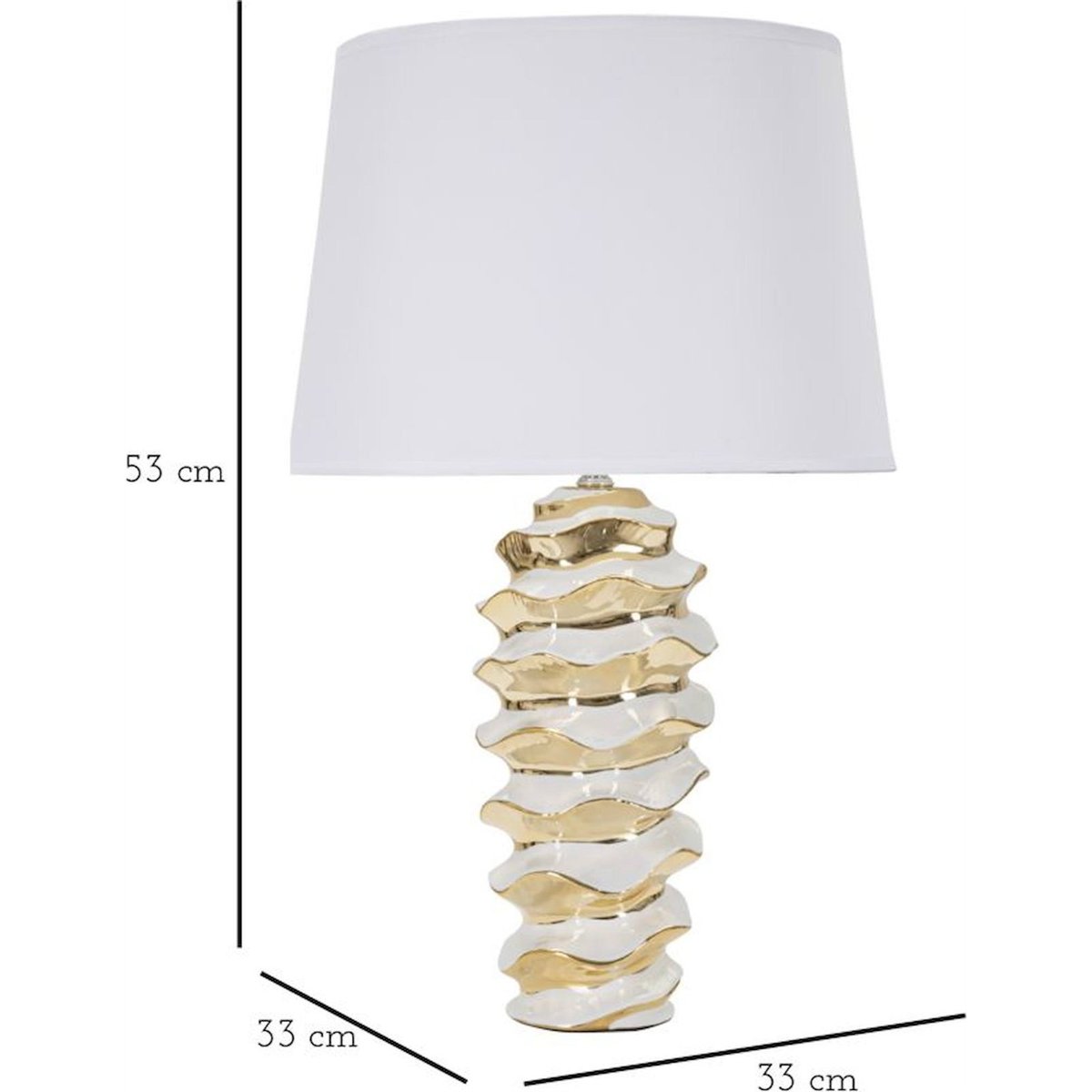Lampe à poser en céramique effet ruche GLAM blanc et doré, RECOLLECTION
