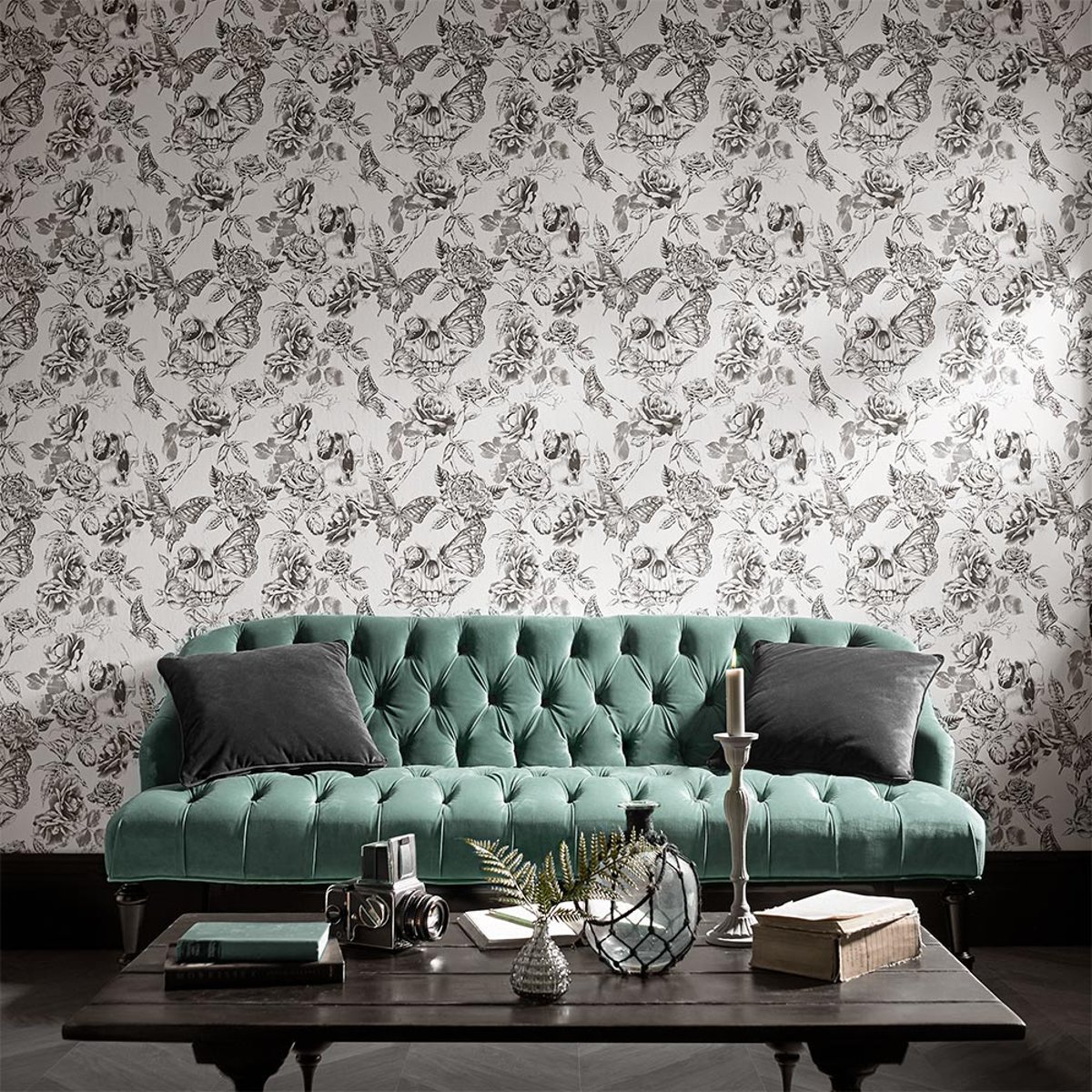 Papier peint Skull Pinks noir, GRAHAM ET BROWN