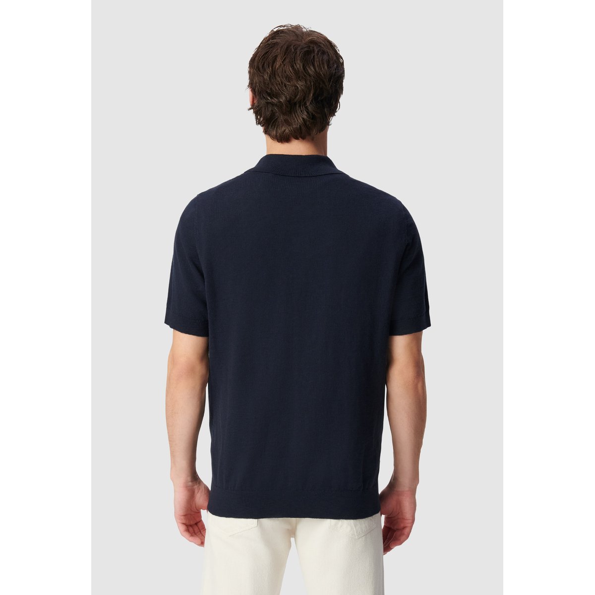 Polo manches courtes maille flammée bleu marine, IKKS