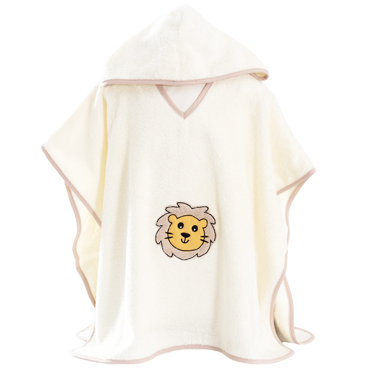 Poncho de bain THEO LE LION ecru, SENSEI MAISON