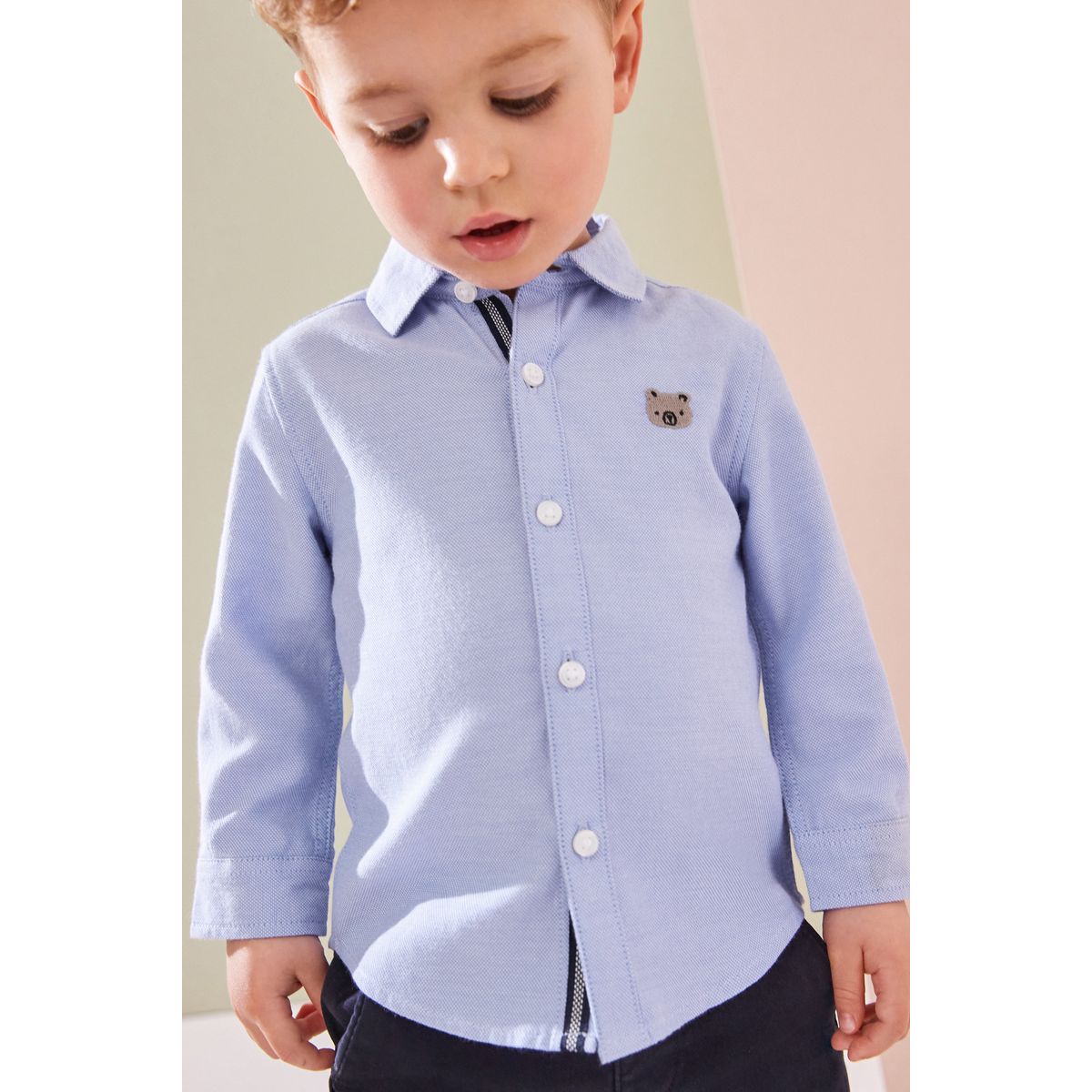 Chemise oxford à manches longues caractère bleu, NEXT