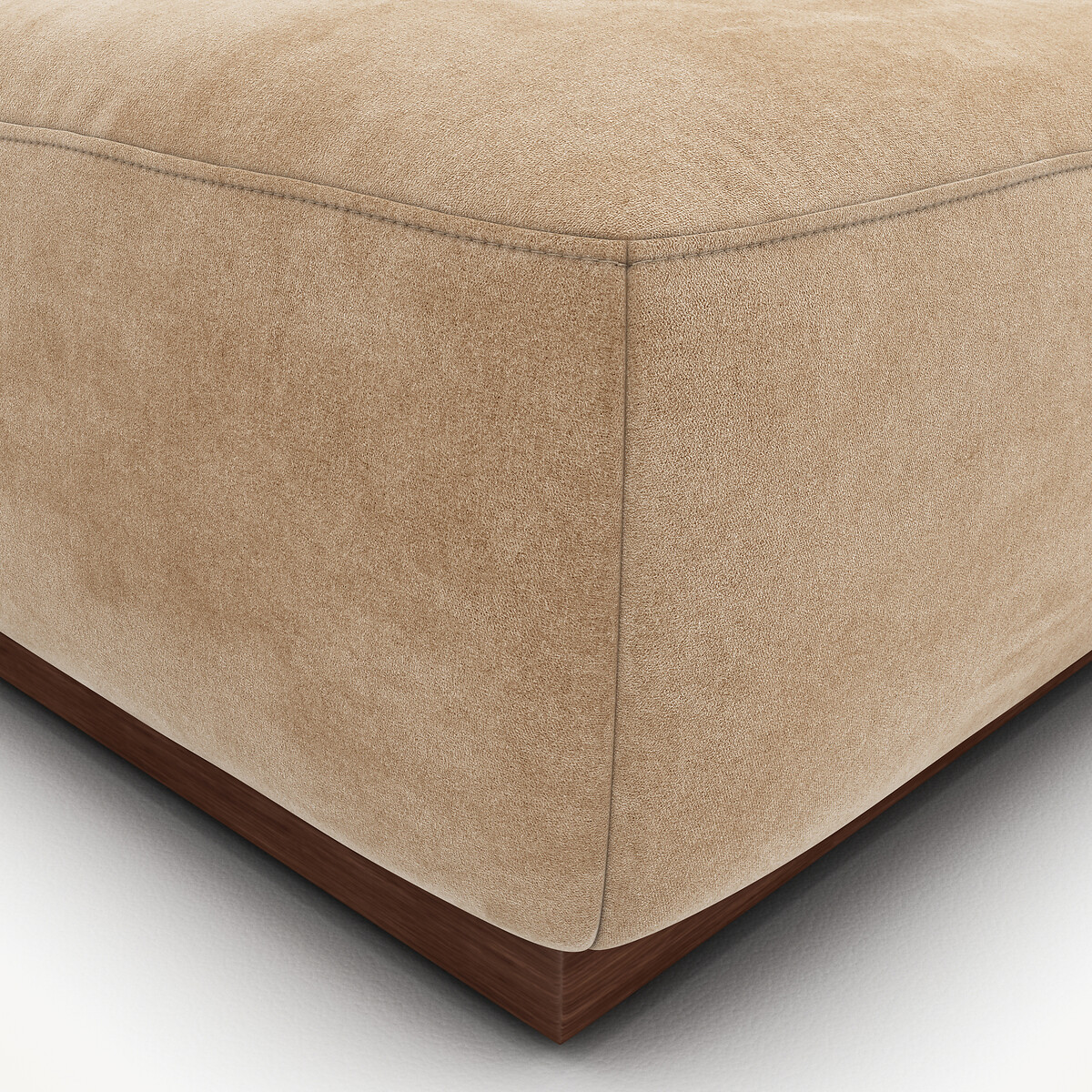 Canapé d'angle droit ouvert en velours stonewashed, JACOPO ficelle, AM.PM