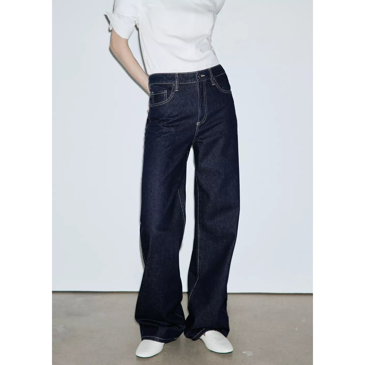 Jean Danila large taille haute bleu, MANGO