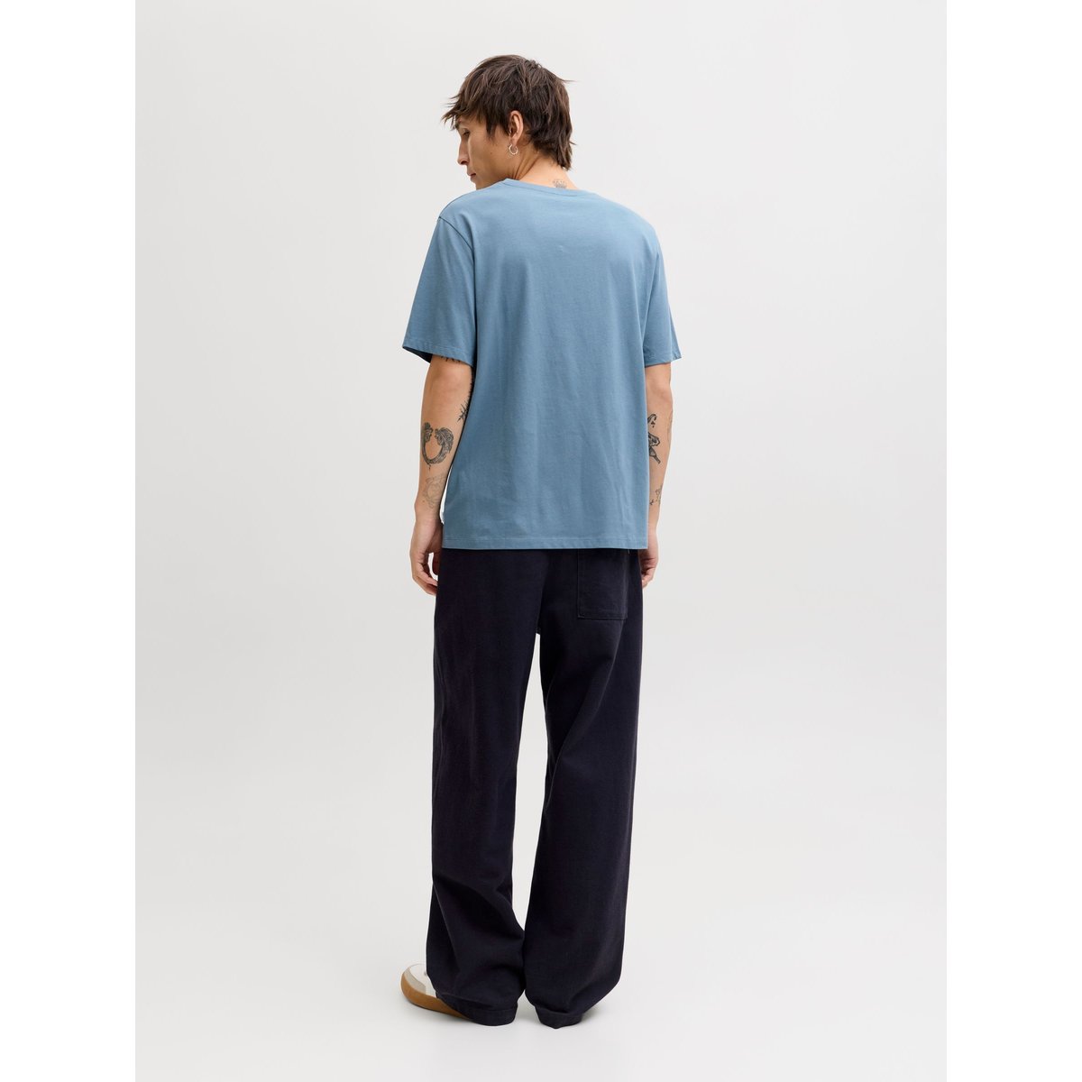 T-shirt col rond en coton bio bleu indigo, JACK & JONES