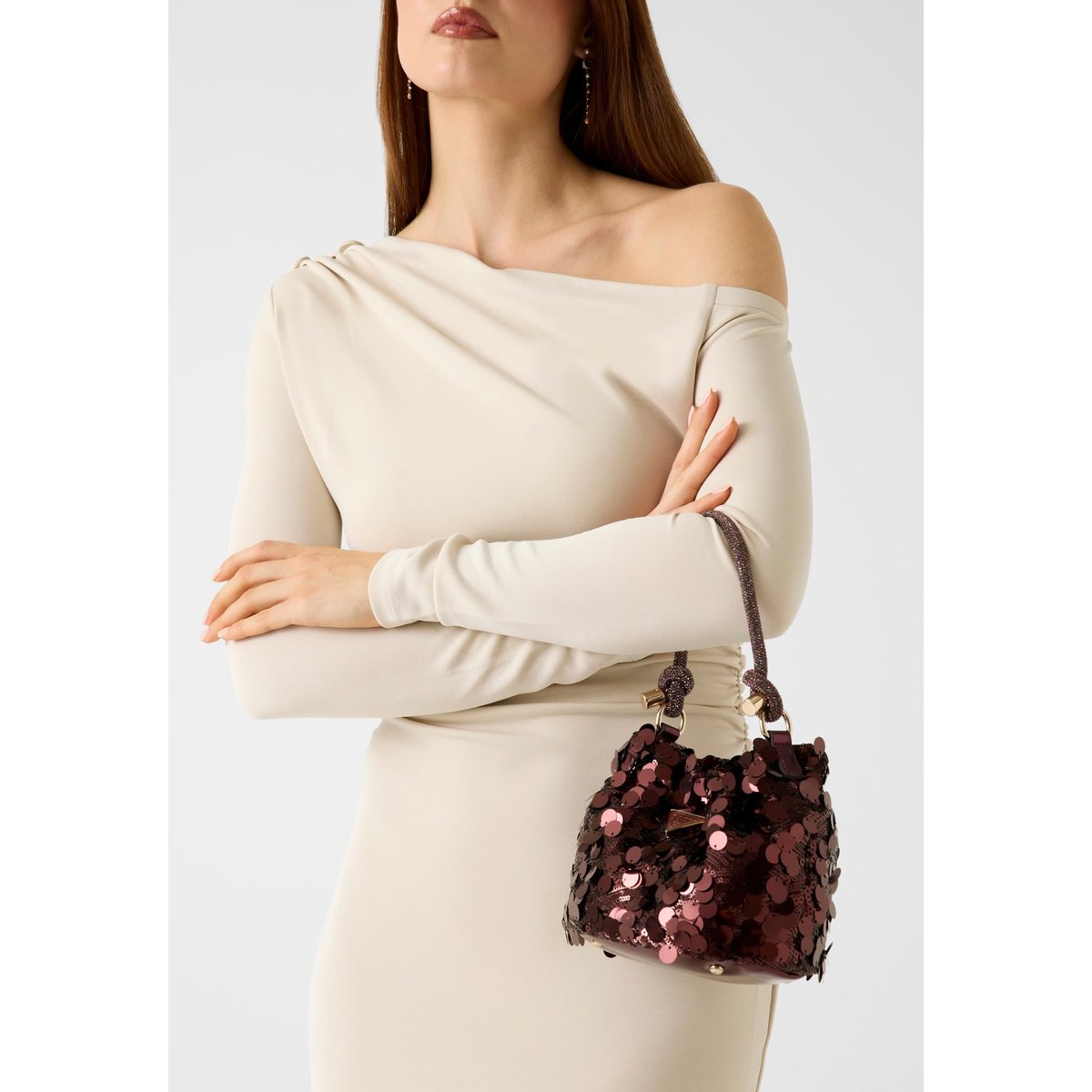 Mini Sac À Main Holiday Shine lie-de-vin, GUESS