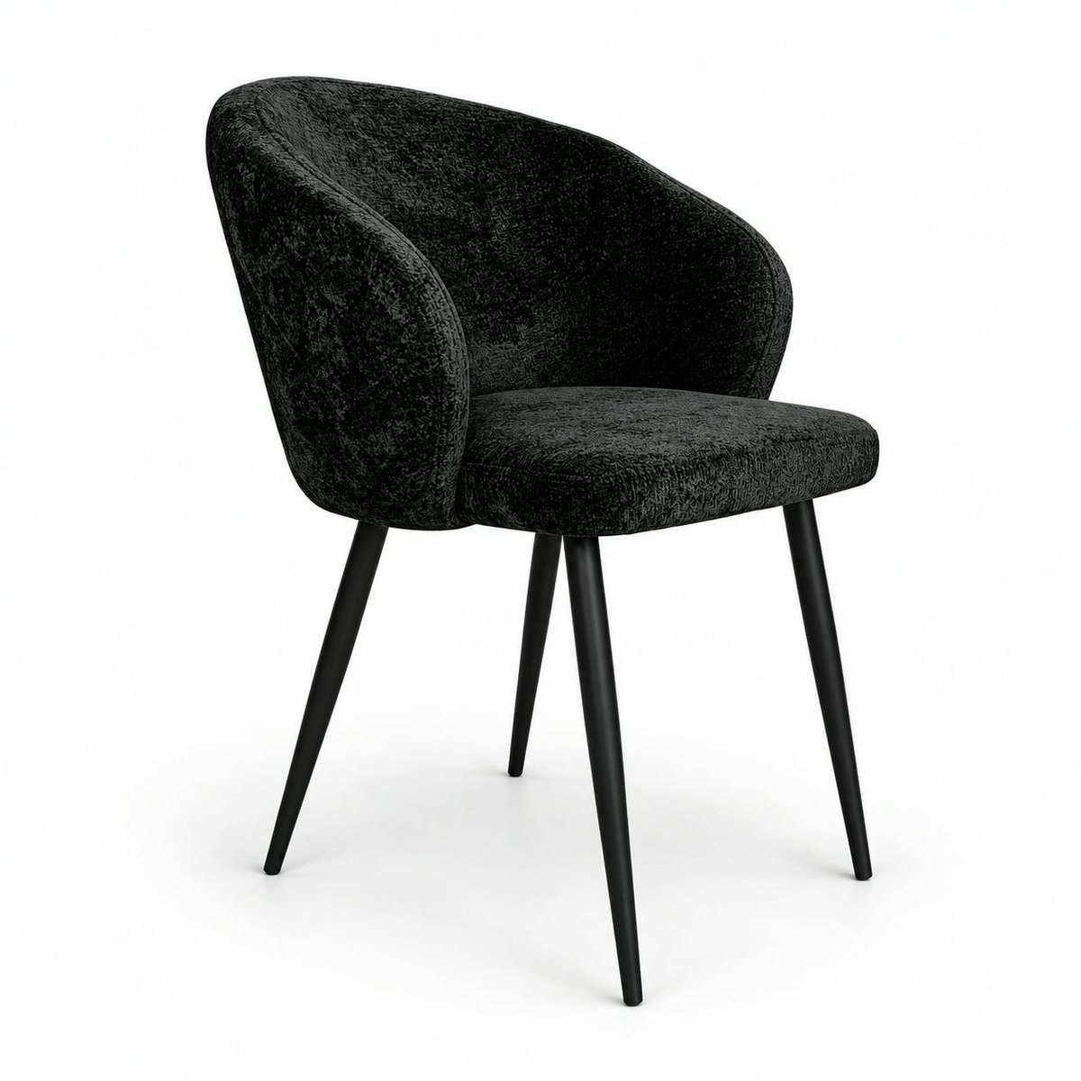 Chaise dossier rond tissu noir (lot de 2) IENA noir, PIER IMPORT
