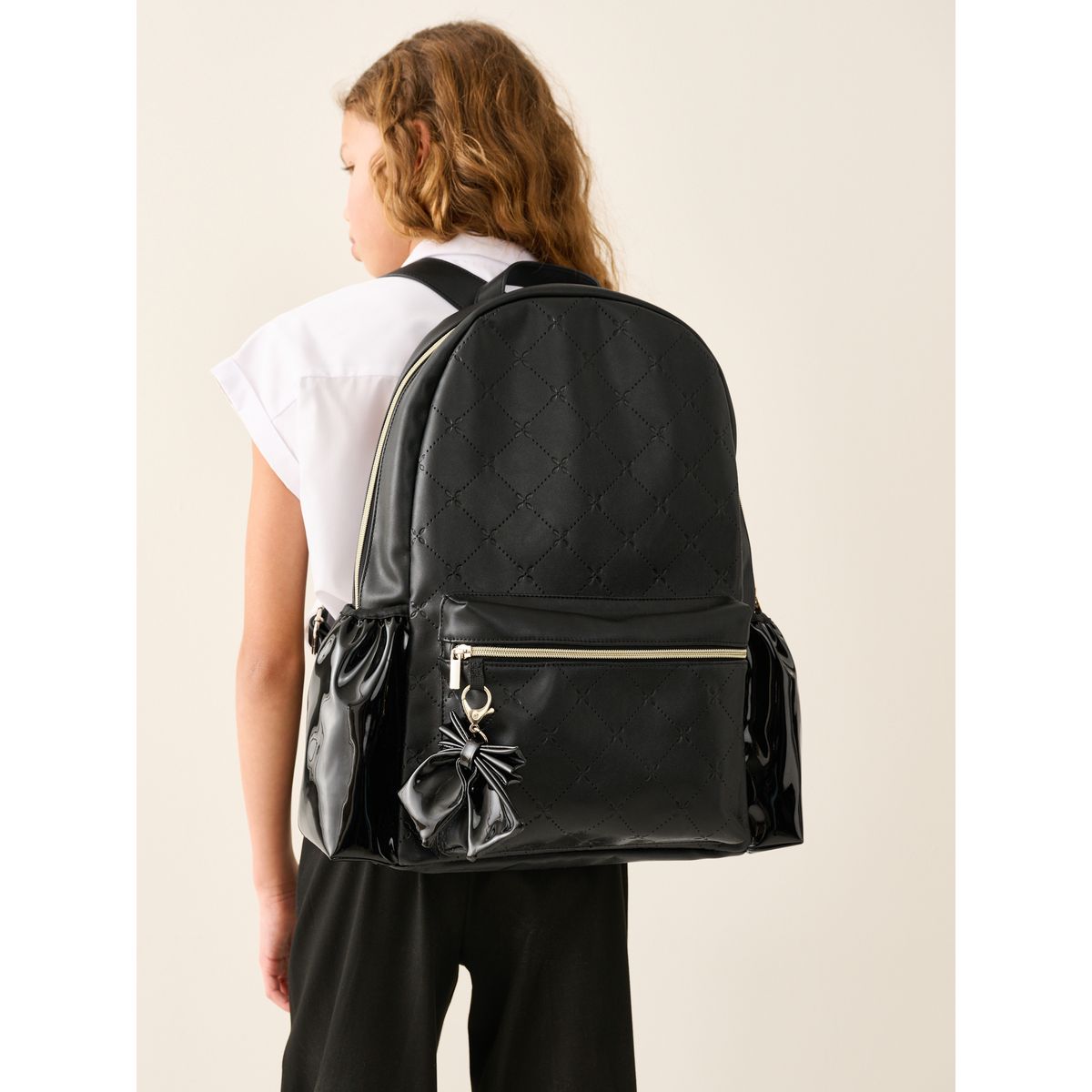 Sac à dos en pu avec nœud détail du nœud noir, NEXT